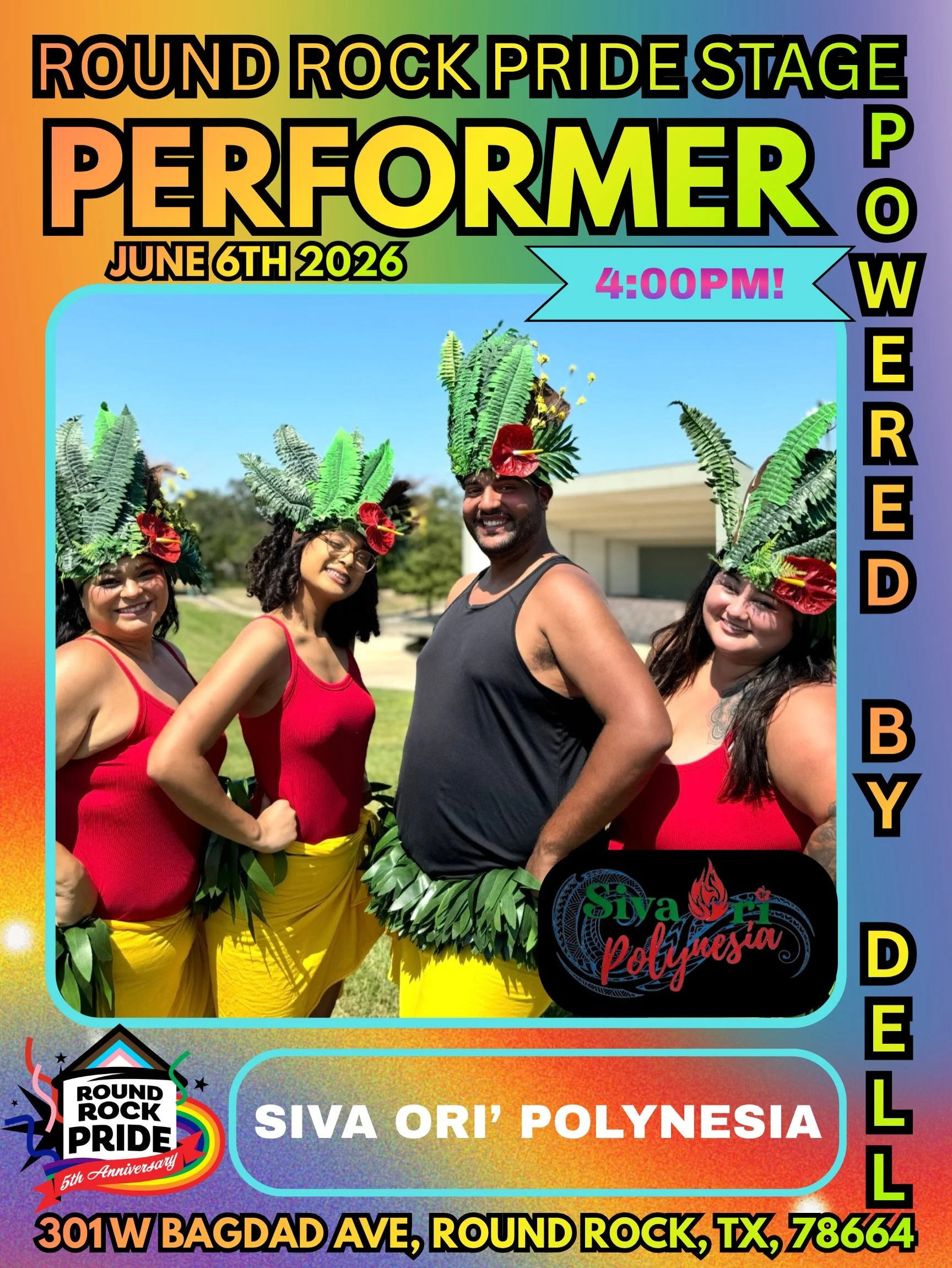 Round Rock Pride Festival 2026 Presents: 

Act 3: 

@sopolyfam 
@poundpoms 
@solangelvergara_xo 
@austinroundup 
@cheeraustin 
@gtgrizzlybear 
@yu.phoric 
@amberndavenport 

From 4:00 pm - 5:00 pm at the main stage powered by Dell.