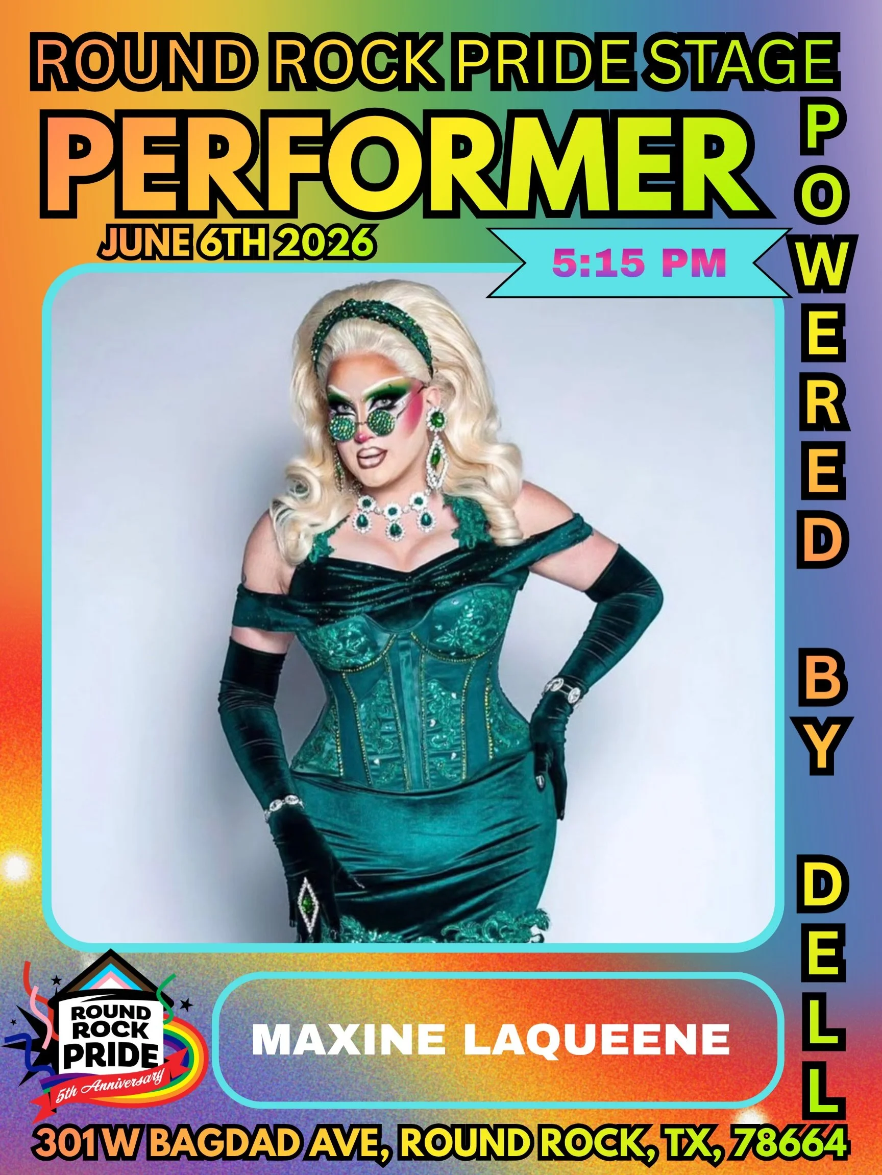 Round Rock Pride Festival 2026 Presents: 

Act 4: 
@theonlymaxine 
@simonejewelriviera 

More coming soon!