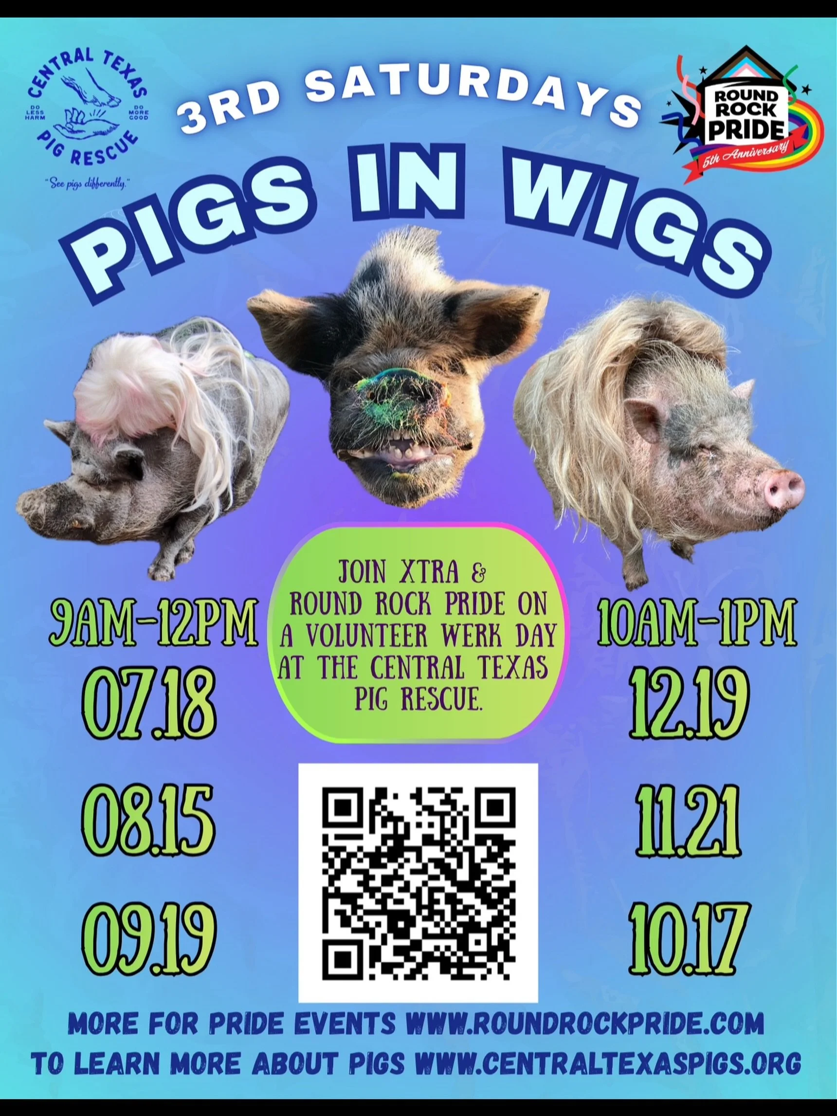Howdy Friends! 

🐷 Join Xtra &amp; Round Rock Pride on a volunteer WERKday! 
We will work on various projects that allow life in the Pig Neighborhoods to be fit for a QUEEN 👑 
 
🏠 the location is shared once you signed the waiver. 
For approx loca