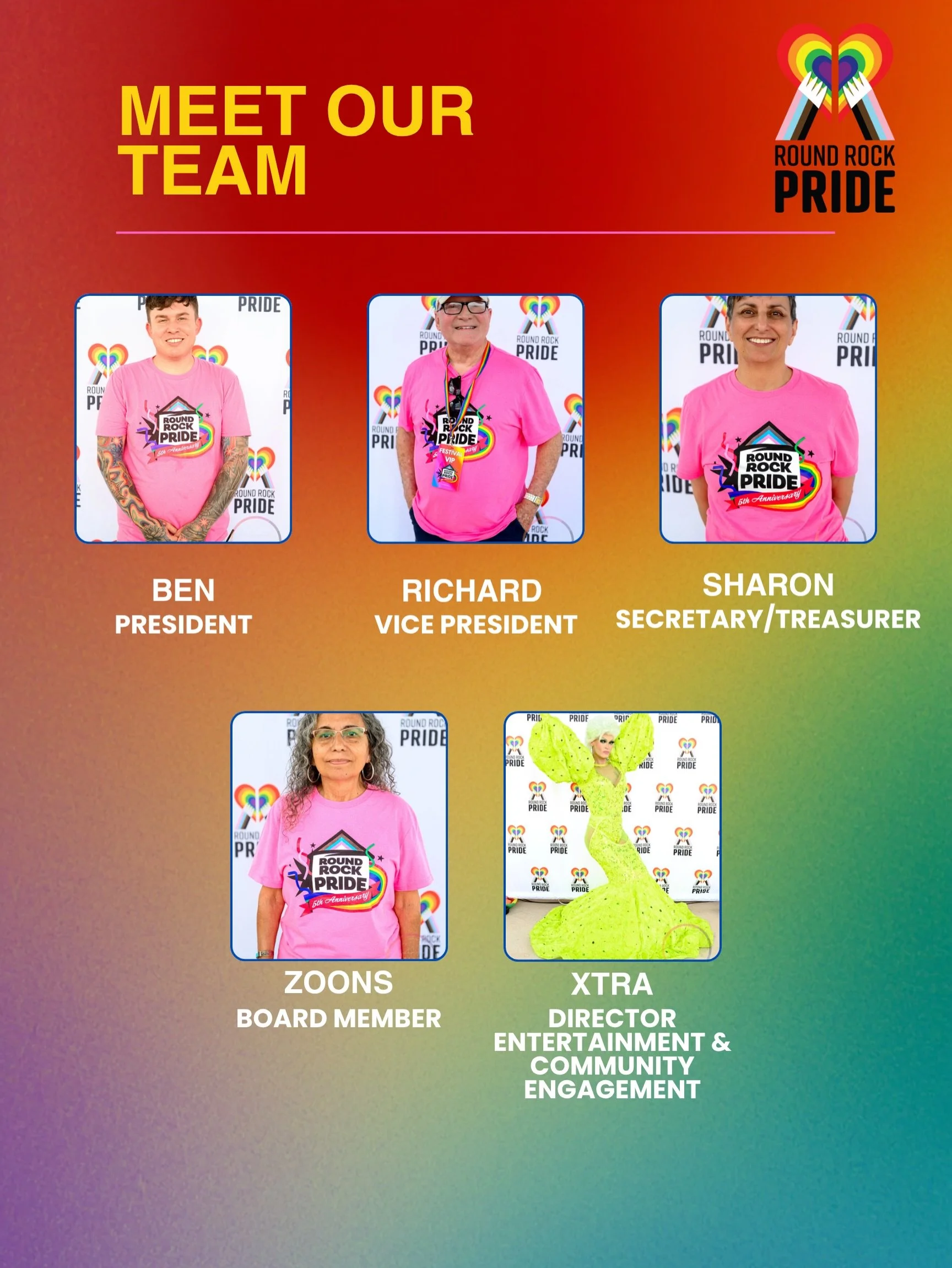 🌈 Want to get involved? 🌈
Our sixth annual Round Rock Pride festival will be here before we know it and we have ALOT changing this year! 👀🤭
We are looking for committee chairs and new board members to support our year round and festival operation