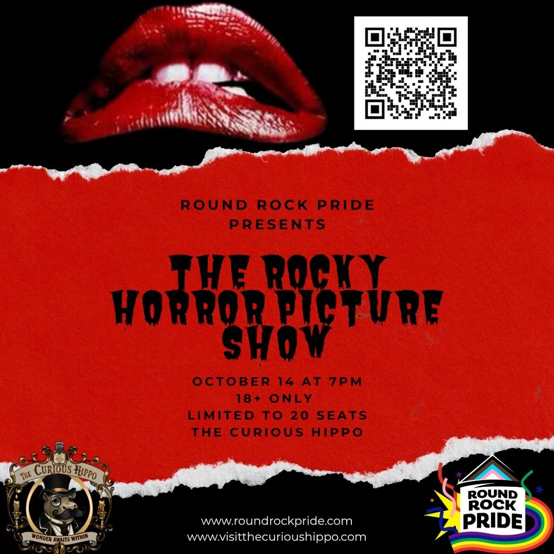 Movie Night at The Curious Hippo (Free)
🎬👄 Round Rock Pride Movie Night: The Rocky Horror Picture Show ✨🎬

🚨Limited to only 20 seats! 🚨
Howdy! Please join Round Rock Pride for a FREE movie night featuring the cult classic The Rocky Horror Pictur
