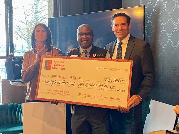 What a wonderful evening celebrating giving! Tuesday night, February 21, 2023 ￼Giving Machines Houston presented more than $207,000 to local and global charities including American Red Cross Texas Gulf Coast, Interfaith Ministries for Greater Houston