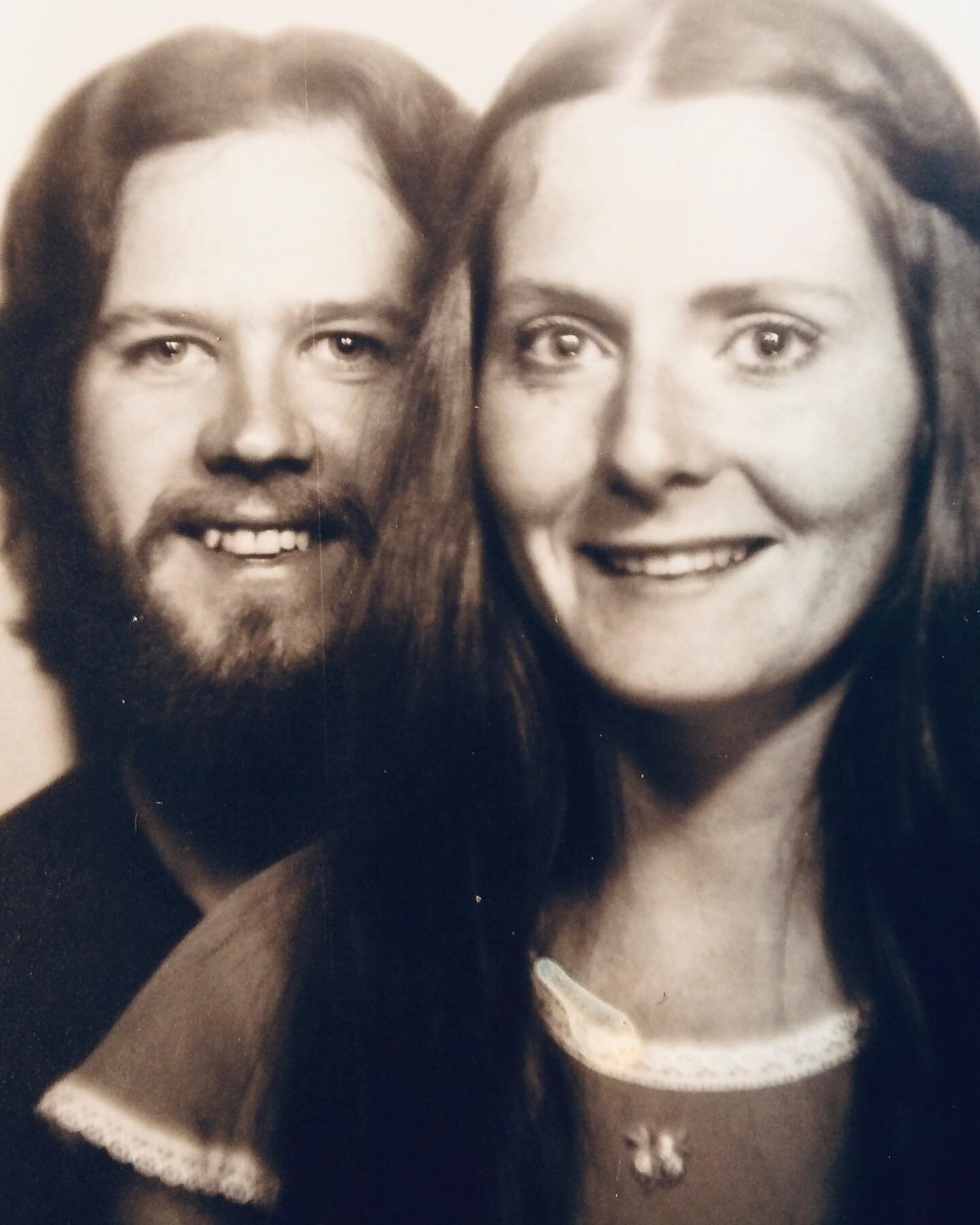 My beautiful parents in the 70s. (How cool are they??) Some of my earliest memories are of both of them working to make a home, working on the old farmhouse they bought. My mother painting everything in sight - and wallpaper! - plaids and florals in 