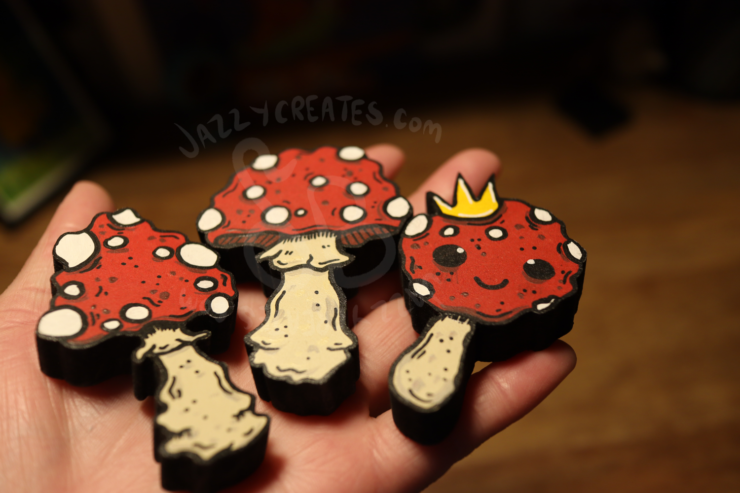 Wooden Mushroom Magnets