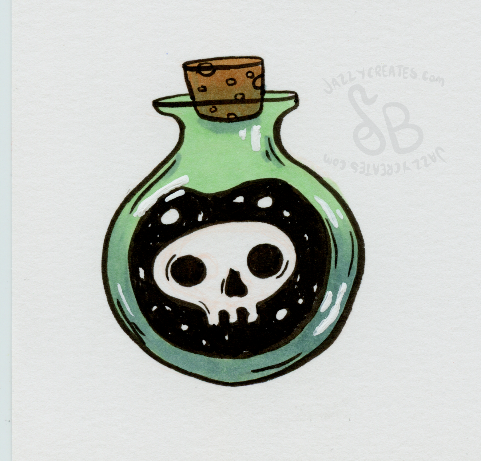 Potion. Copic Marker, colored pencil, Ink