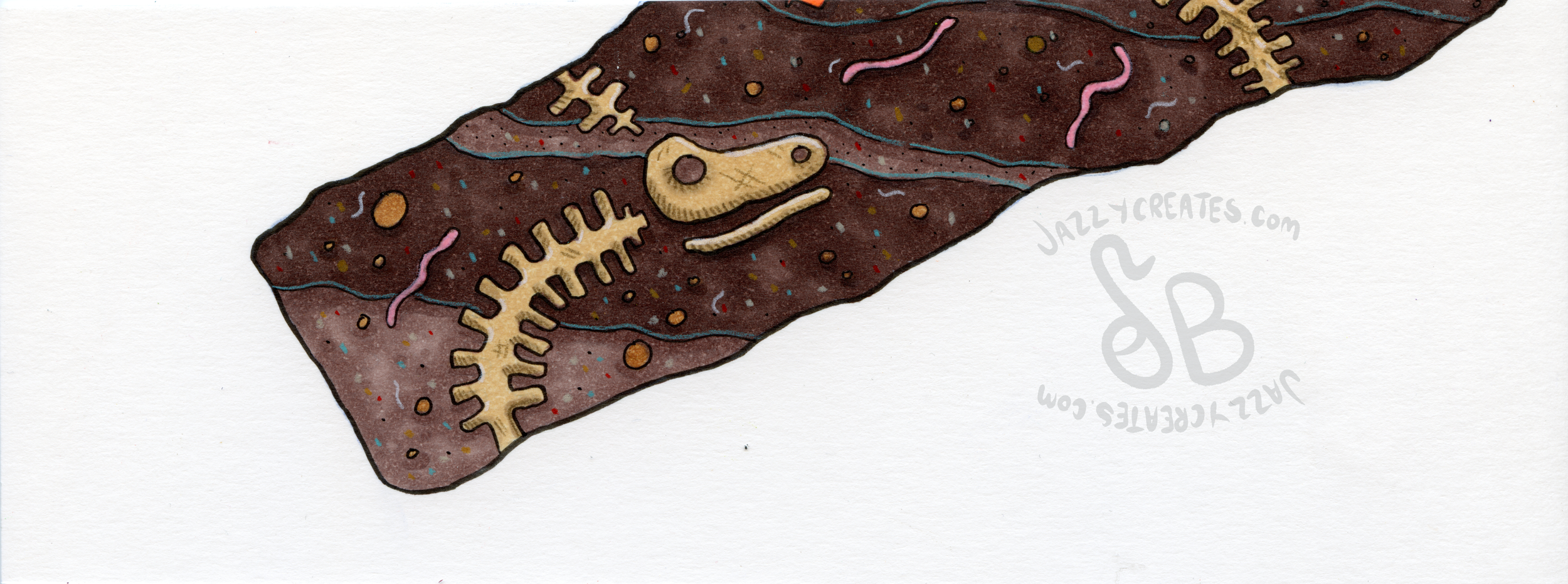 Bottom Panel of Connecticut Illustration. Copic Marker, colored pencil, Ink
