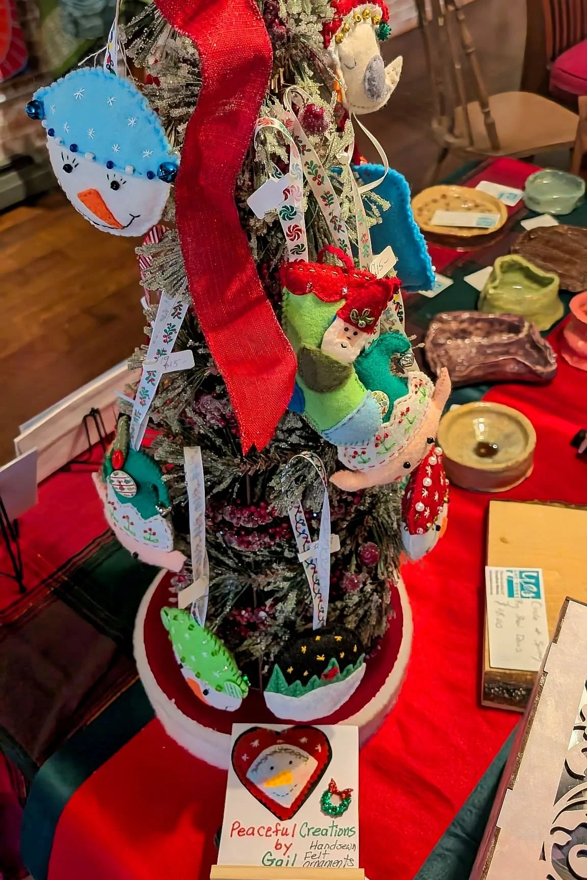 Peaceful Creatures by Gail. Handmade felt ornaments (individually priced)