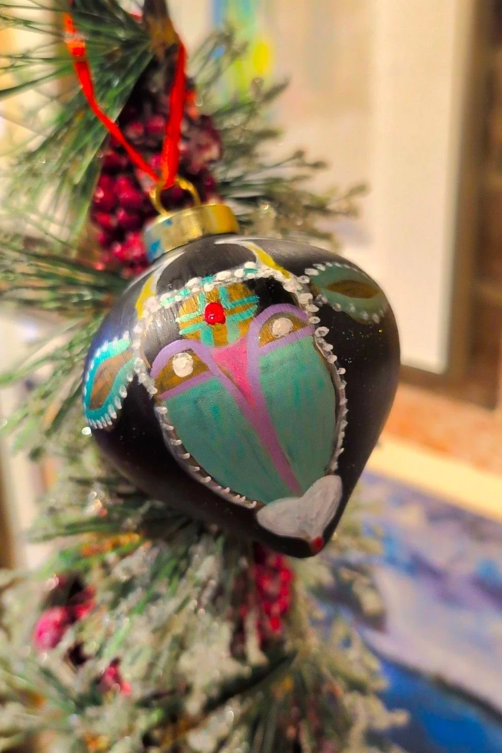 Andrea Daroks elegant hand painted Stag, Folklore, Ornaments painted with great detail. $45