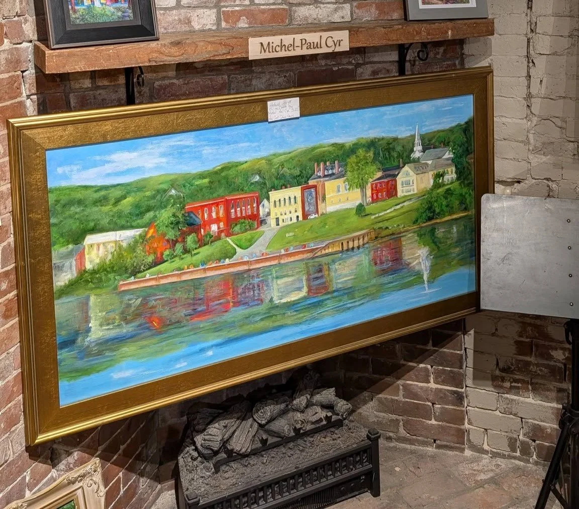 Oil painting of the Granite City Park waterfront by Michel-Paul Cyr