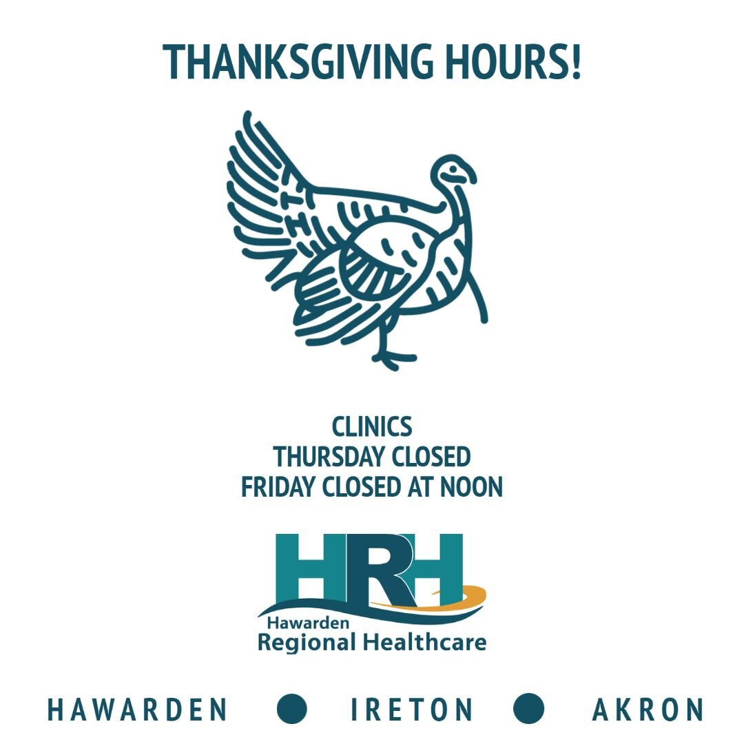 Thanksgiving Hours! Clinics will be closed Thursday 11/24. Clinics will be opened Friday morning until noon. Urgent Care hours are from 5-8pm and ER is open 24/7! 🦃🍂🍁