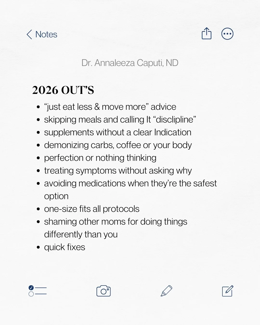 2026 is about doing less, but doing it better. 

More context
More muscle, nourishment and recovery
More self compassion

Less hustle disguised as &ldquo;health&rdquo;
Less under-fueling and over supplementing 
Less &ldquo;your labs are normal&rdquo;