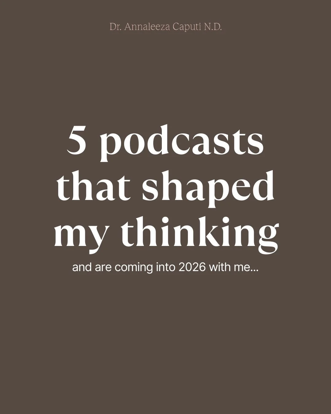 5 podcasts I&rsquo;m taking with me in 2026&hellip; 

✨ GIRLS GONE WELLNESS @girlsgonewellnesspodcast - I was a guest 3 times!!! Love this pod for evidence based health &amp; wellness information

✨ THE ND GAP @drjordannd - I love listening to my ama