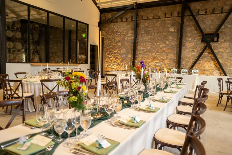 Wedding celebration in the courtyard at Markham Vineyards