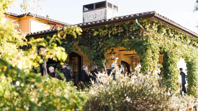 Cocktail hour for a small group at an intimate wine country wedding venue