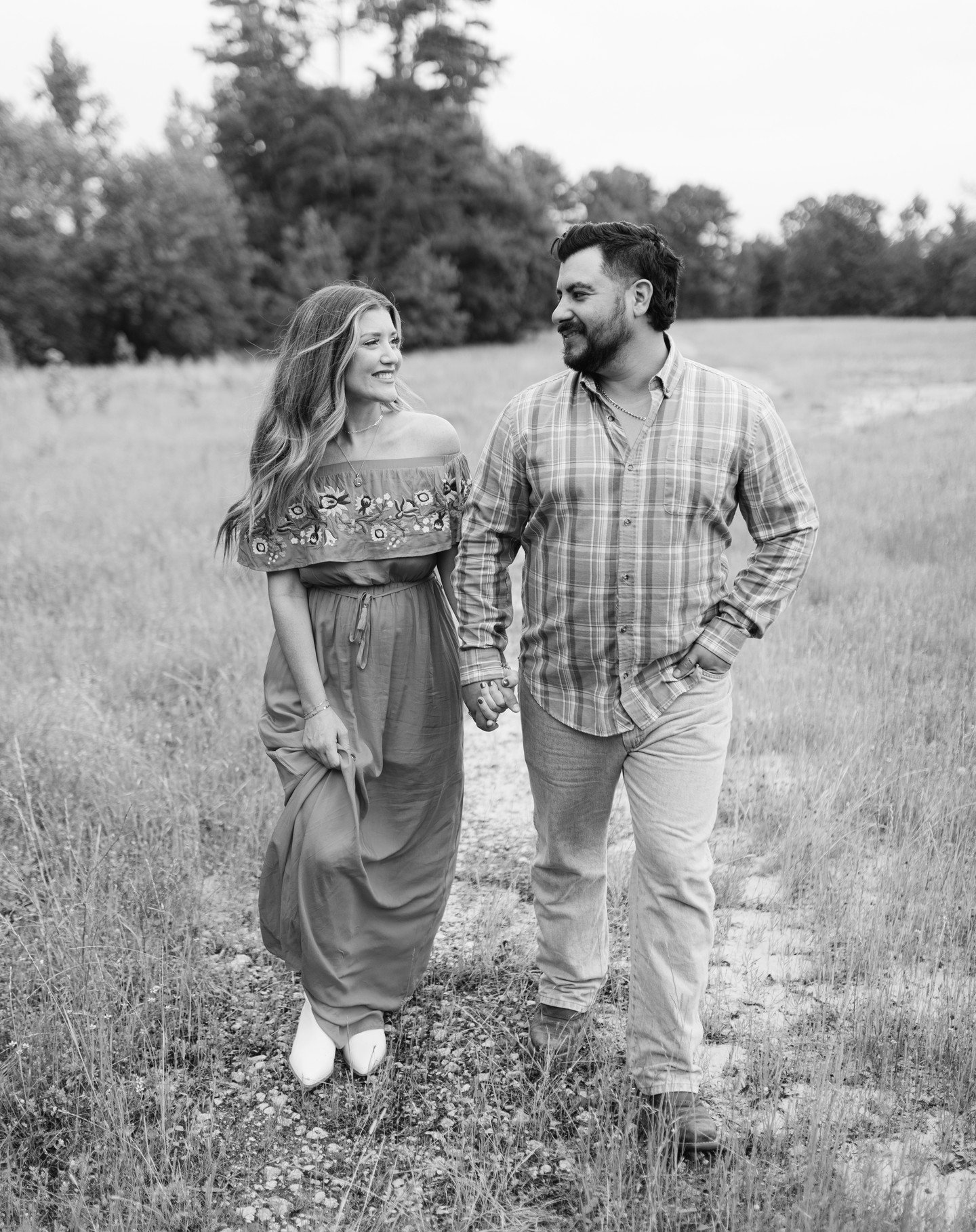 &quot;Hey let's pretend y'all are on a stroll with no kids!&quot; I love saving couple shots until the end of a session. It gives parents a time to breathe and connect.
.
.
.
.
#carolineeavesphotography #blackandwhite