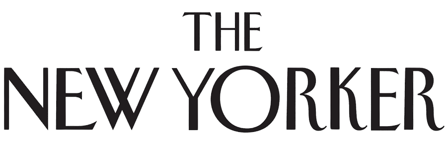 The New Yorker logo in black on a dark background.