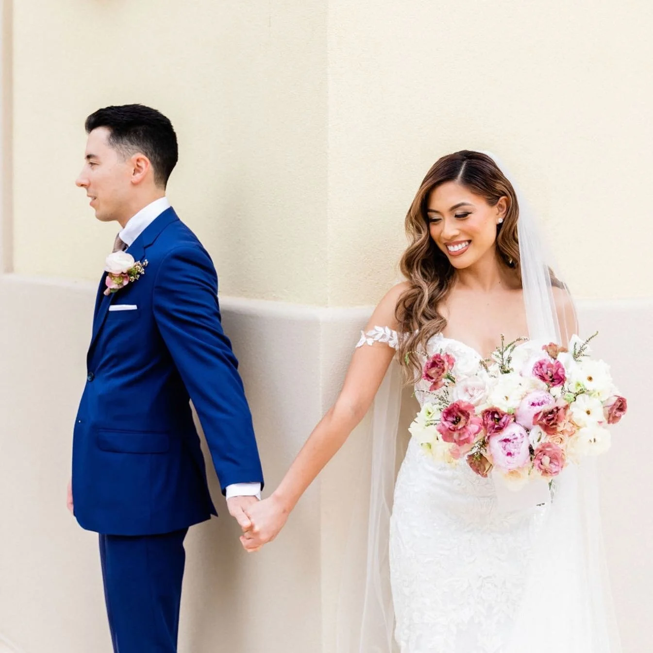 If you wish to savor first look for ceremony, opt for a first touch instead - sharing a quiet moment with your fianc&eacute; can help calm your nerves and give you a sense of relief before the ceremony! 💒💍

Planner: @campfire_events
Day of Coordina