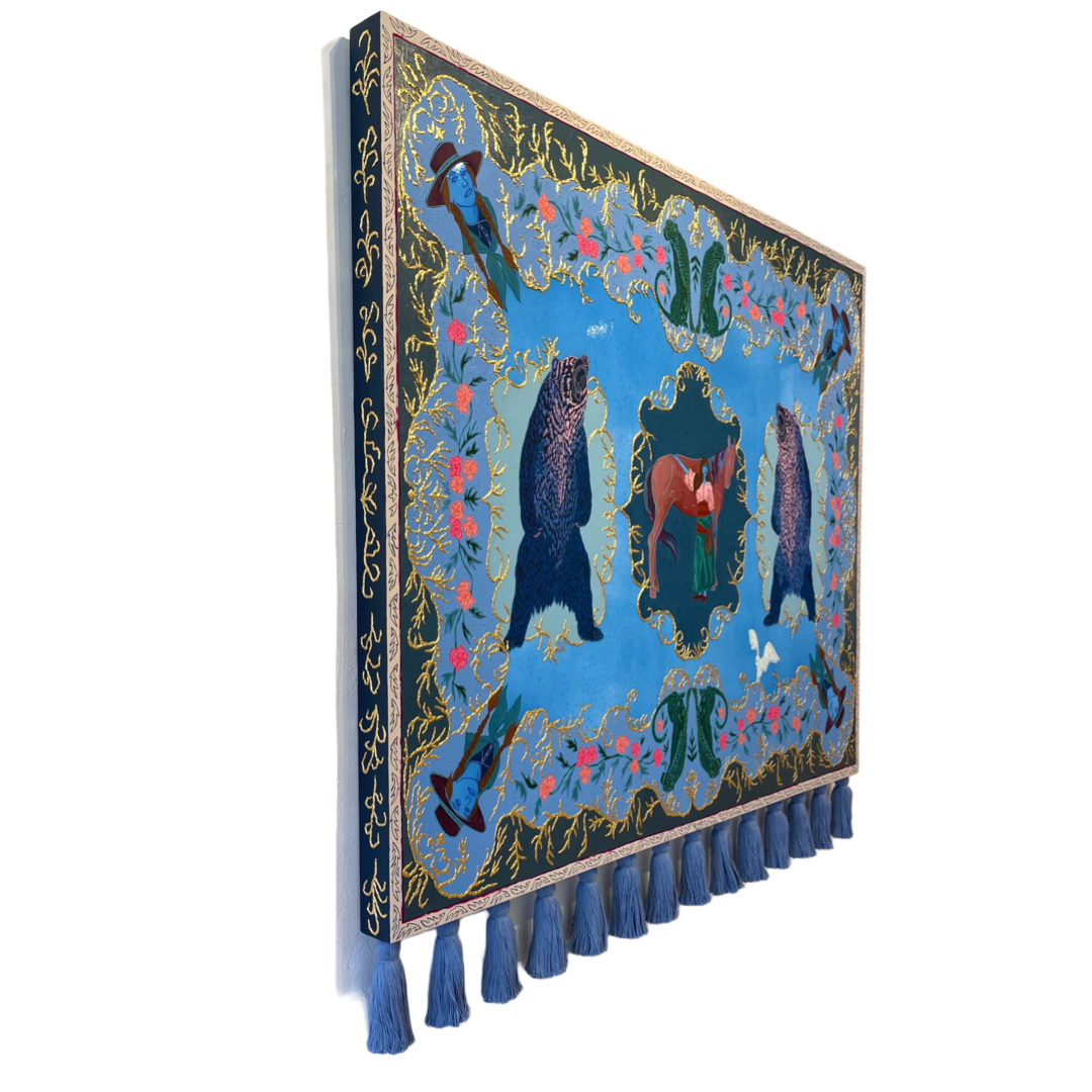Western Rococo | 54 x 60" x 2.5" | acrylic, pastel, ink, 24k gold on panel with tassels | *Available with Visions West Contemporary