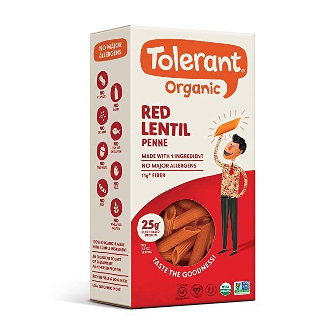 Tolerant Foods Red Lentil Penne Pasta