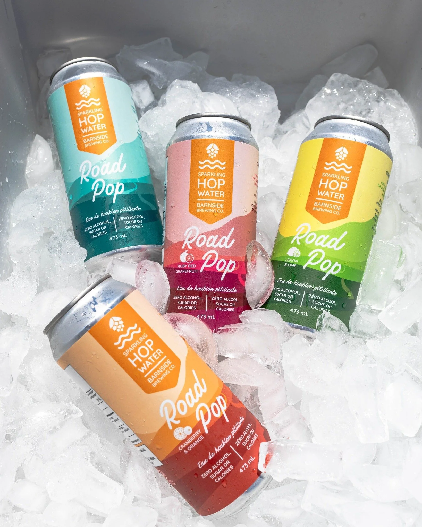 Looking for a non-alcoholic drink for the new year?
Our studio worked with @barnsidebrewing to create a fun, unified label series for their Road Pop Hop Water. Each flavour has its own vibrant colour palette, all tied together with a consistent brand