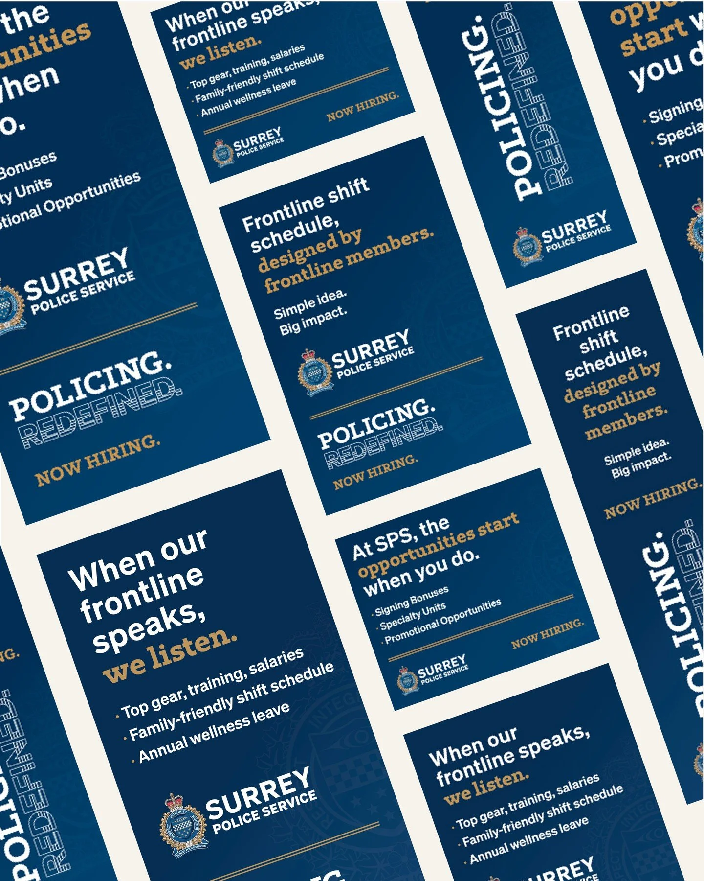 For Surrey Police Service&rsquo;s 2025 recruiting campaign, the client wanted to highlight their progressive culture &ndash; open to new ideas and change.

Already, they had attracted people from more than 25 different police agencies across the coun