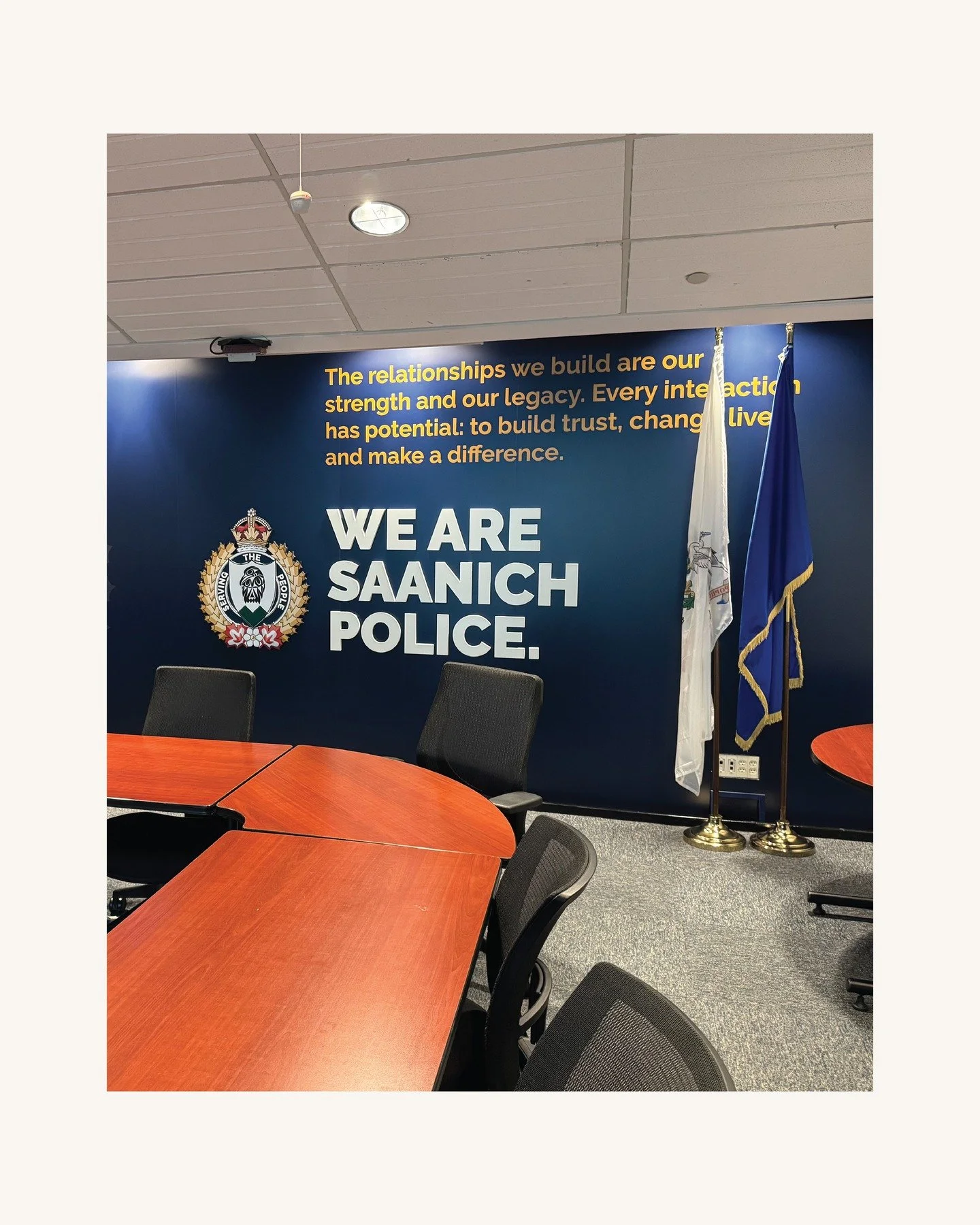 We partnered with @saanichpolice to transform their multi-function room into a hub of pride and purpose. 

Indalma conducted an interview with SPD to uncover the values that matter most &ndash; who they were, how they worked, and what they believed. 
