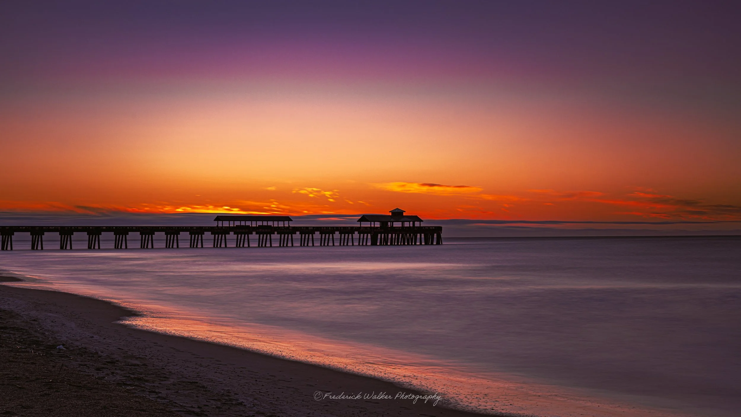 Folly Beach Pier at Sunrise, Folly Beach, South Carolina.