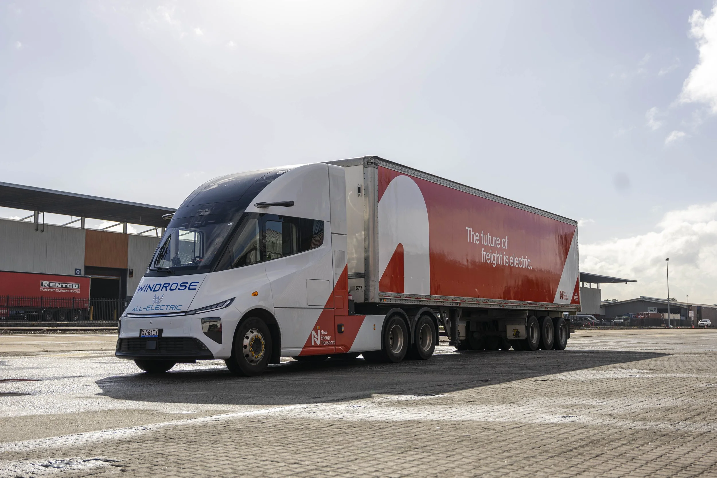 All-electric truck at warehouse