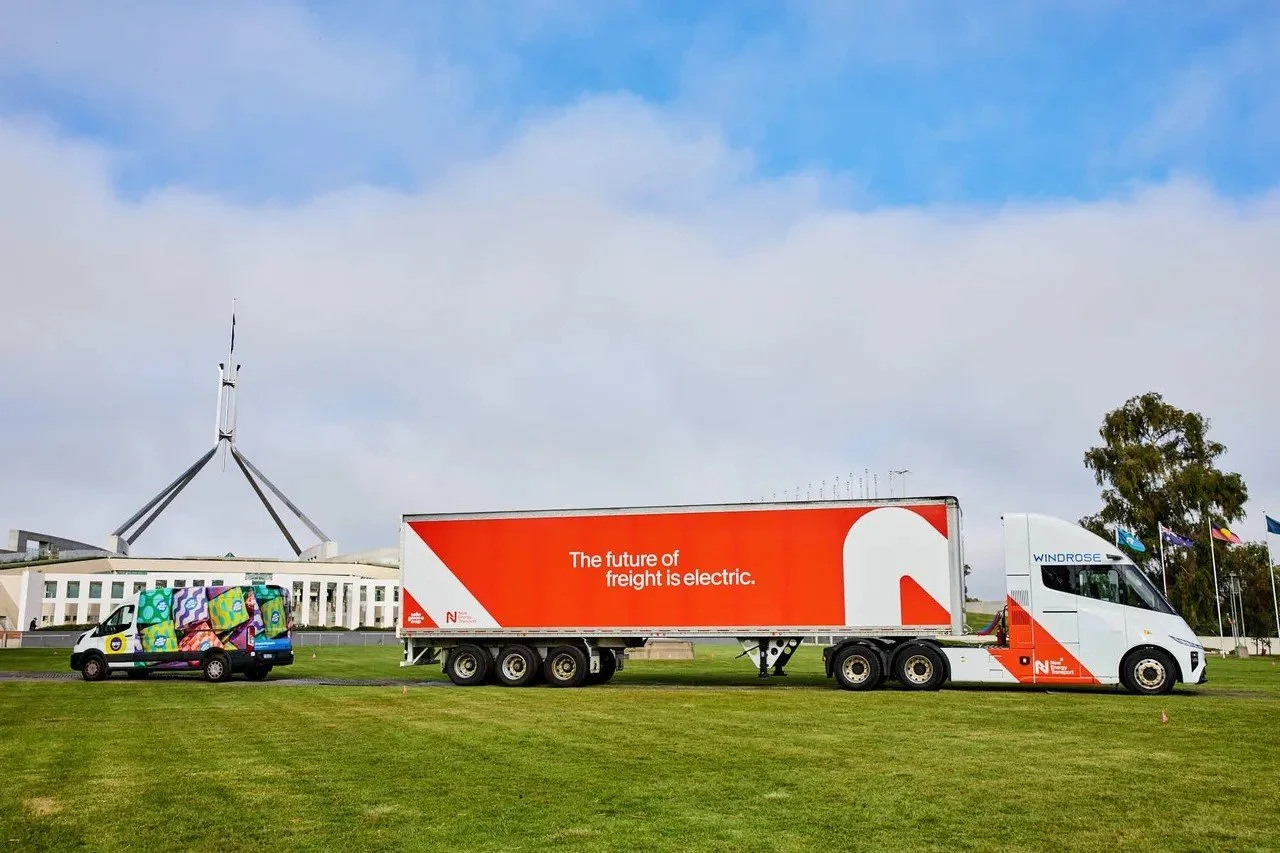 All-electric truck at Parliament House, Canberra