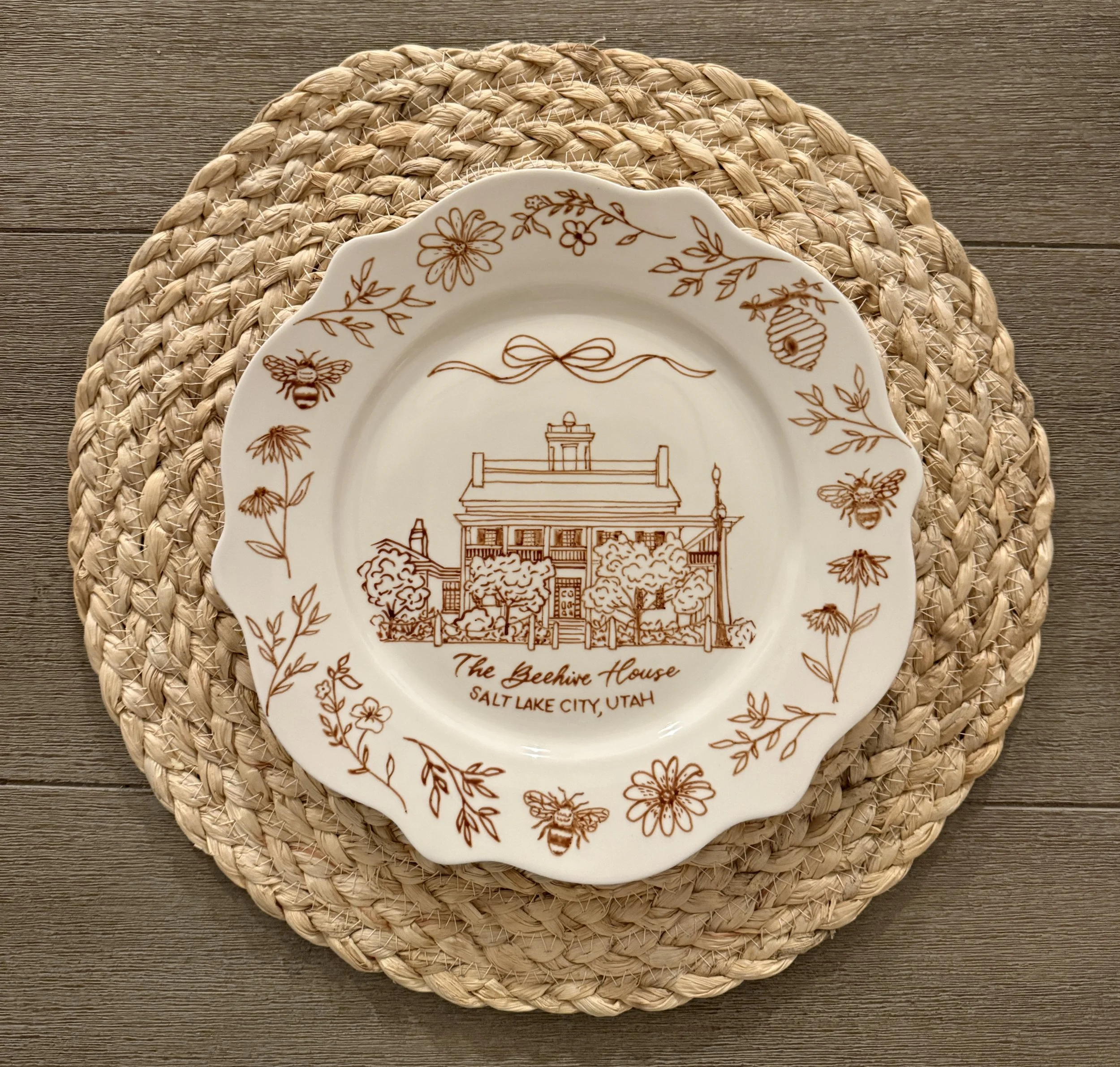 Custom Hand Drawn House Keepsake Ceramic Plate