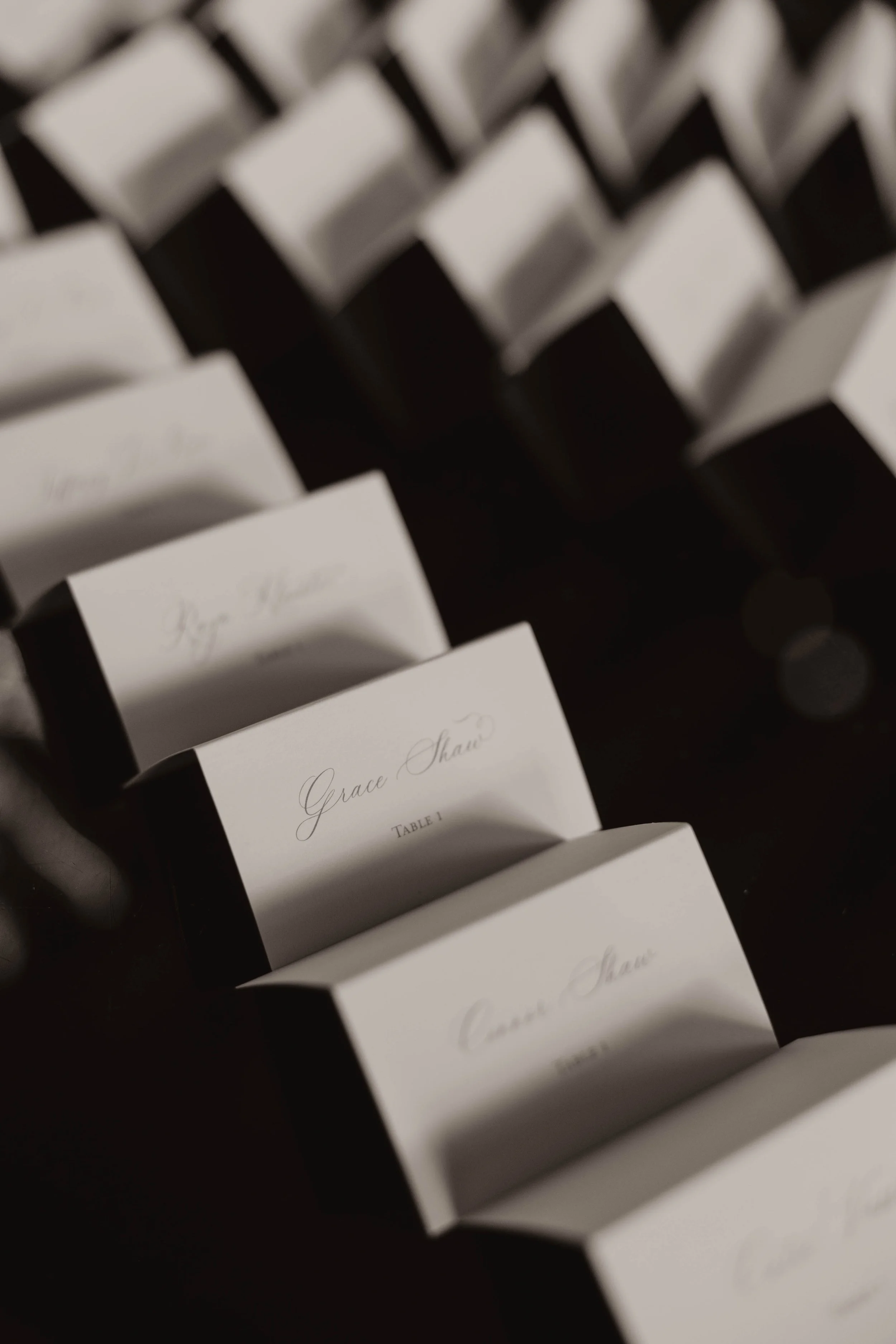 Tented Escort Cards with Printed Names