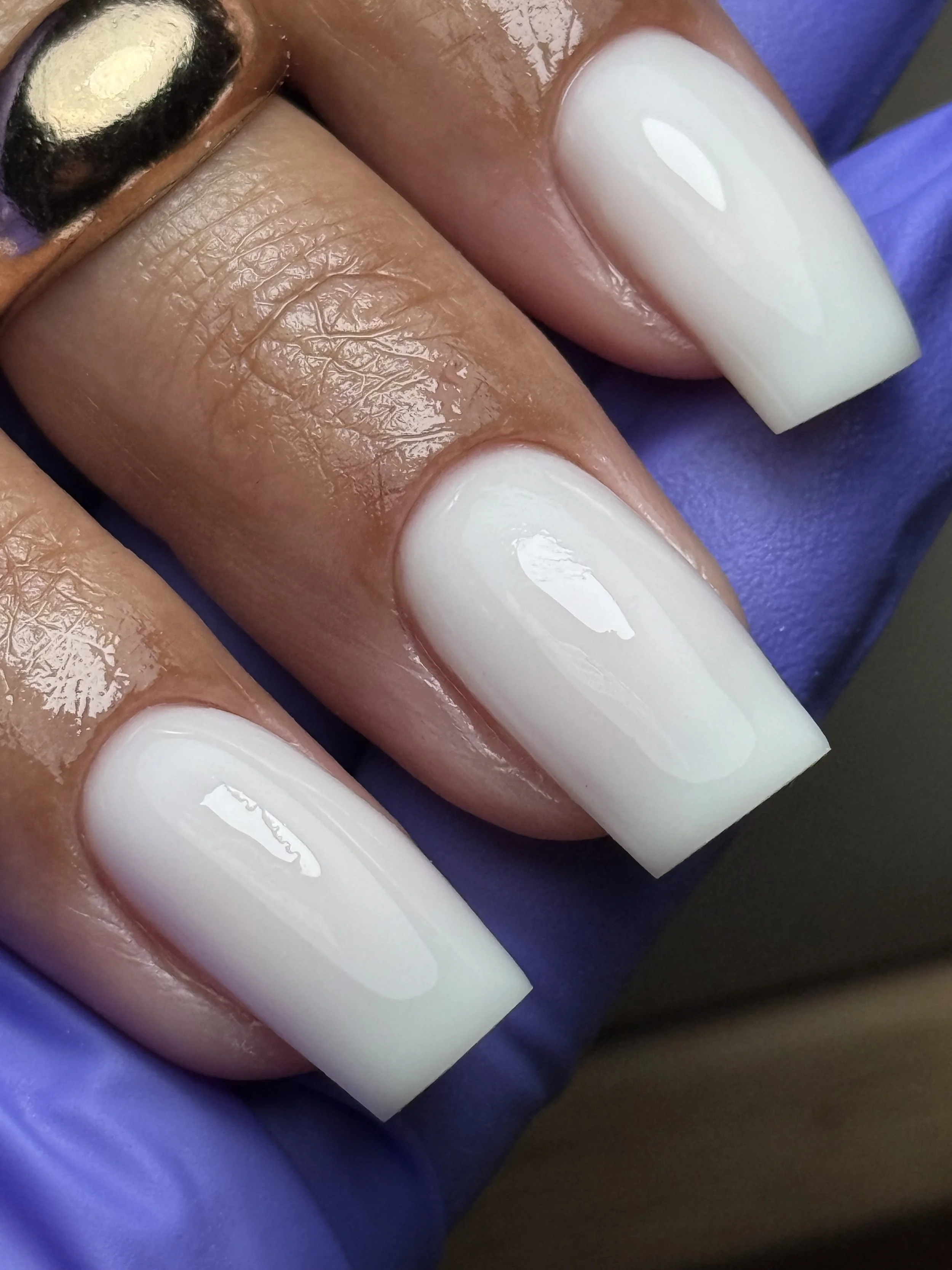milky white square nails