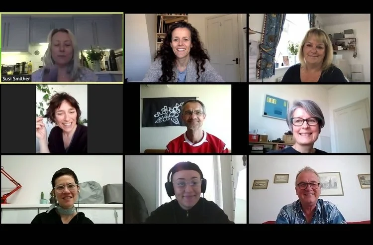 A screenshot of the Fair Luxury team members chatting via Zoom call