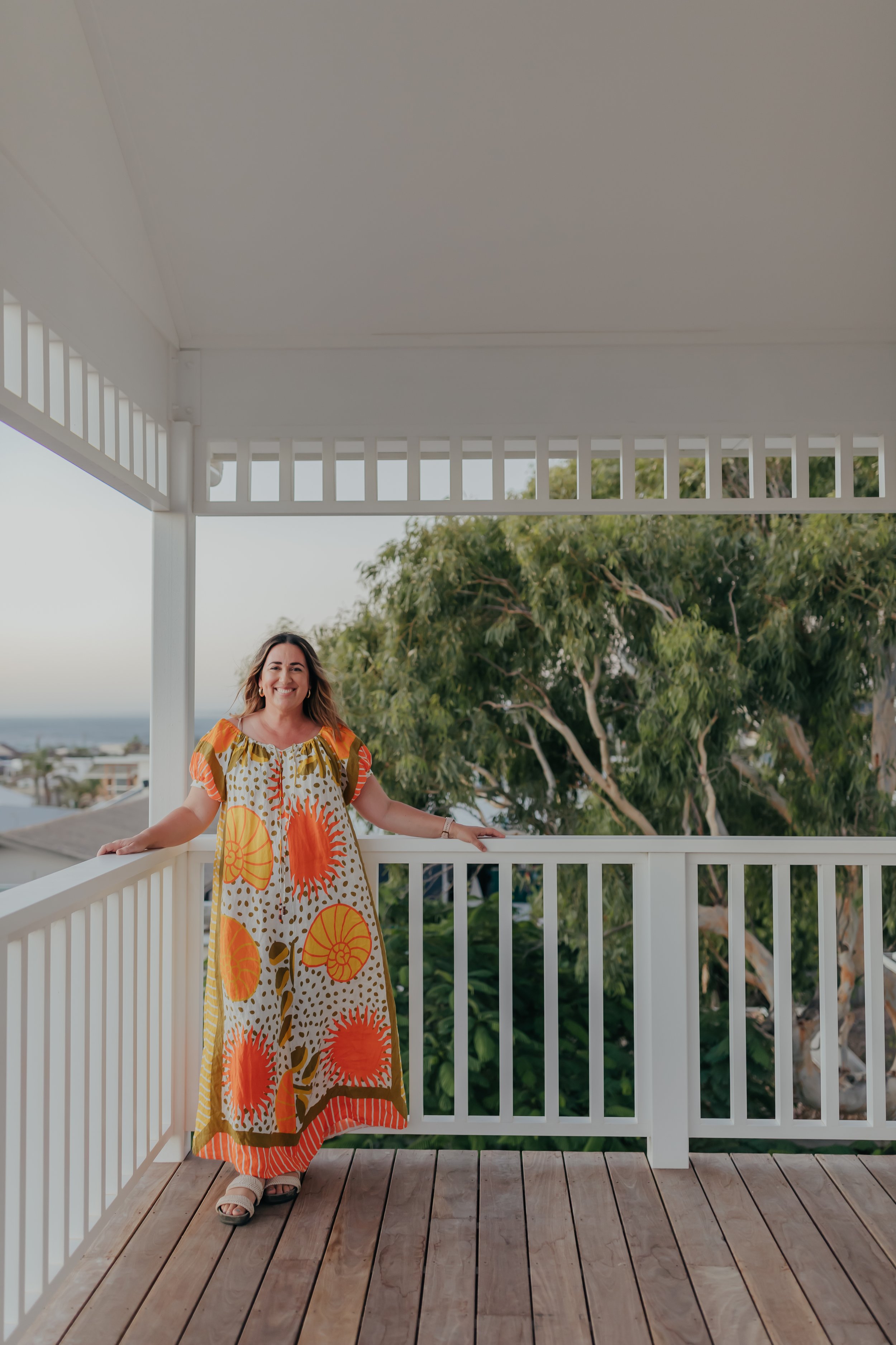 White coastal hamptons australian beach house balcony in Geraldton, WA