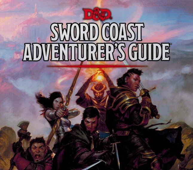 The Dungeons & Dragons Sword Coast Adventurer's Guide cover, a Forgotten Realms oriented supplement