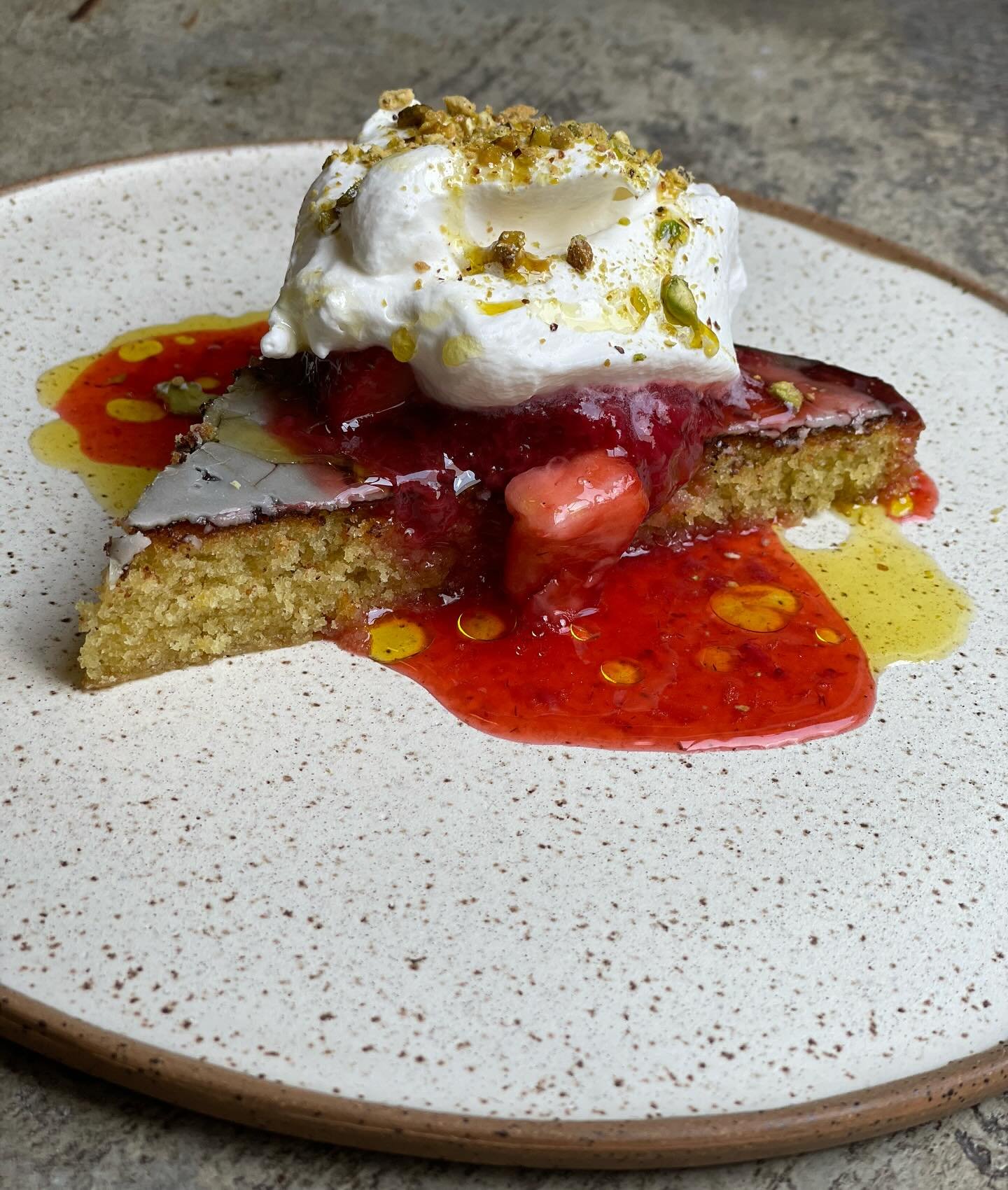 Olive Oil Cake is back.  Accept not substitutes.  We made a lot because we know you have missed it.  We&rsquo;ll see you soon.

Olive Oil Cake - strawberry, orange blossom, honey whip, pistachio
