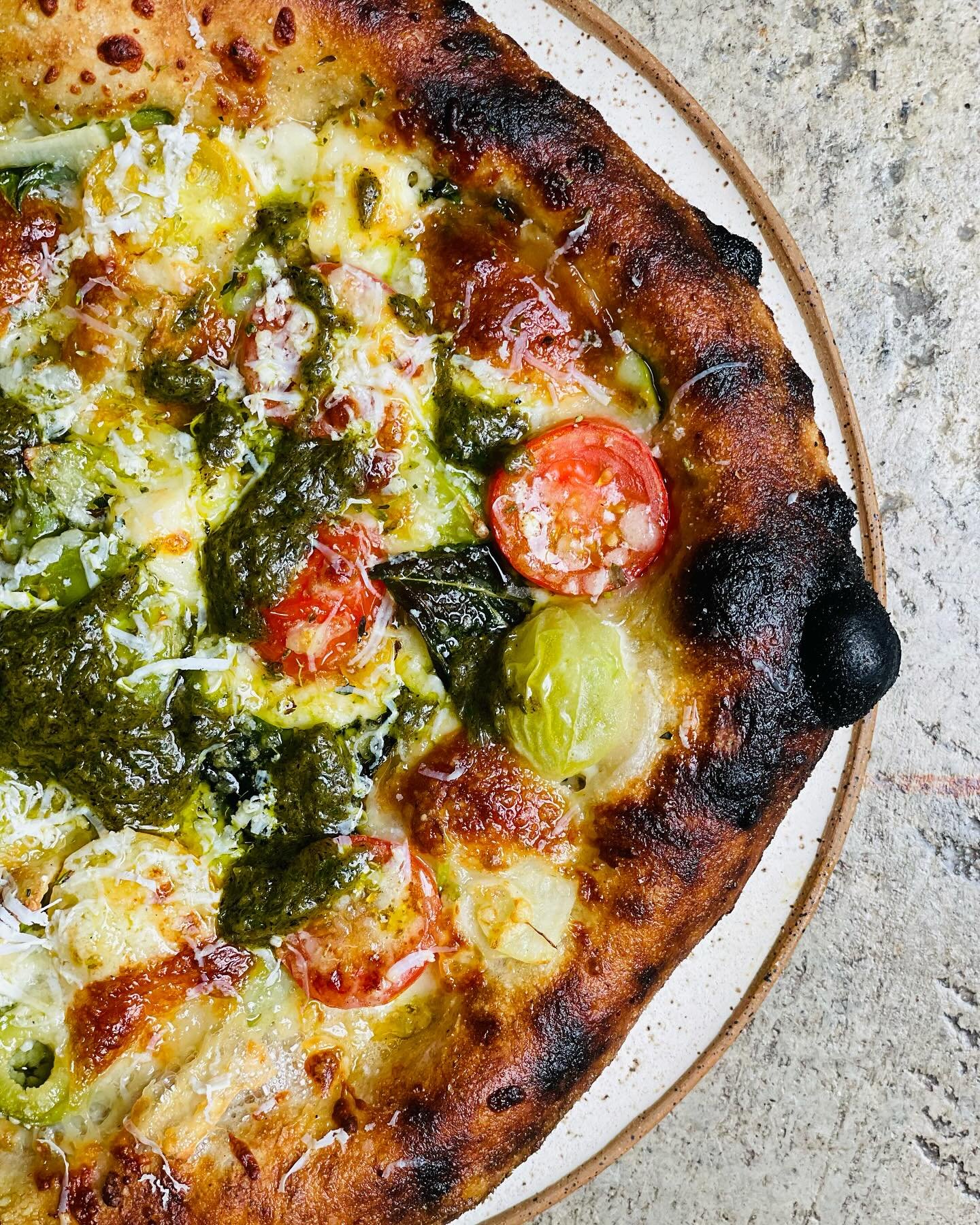 Another new one for your Friday enjoyment.  @farmage showed up yesterday with some surprise cherry tomatoes, so we had to showcase them on a pizza.  This one&rsquo;s features produce from 3 of our favorite farmers.  Get it while you can.  @sarahbeaa 