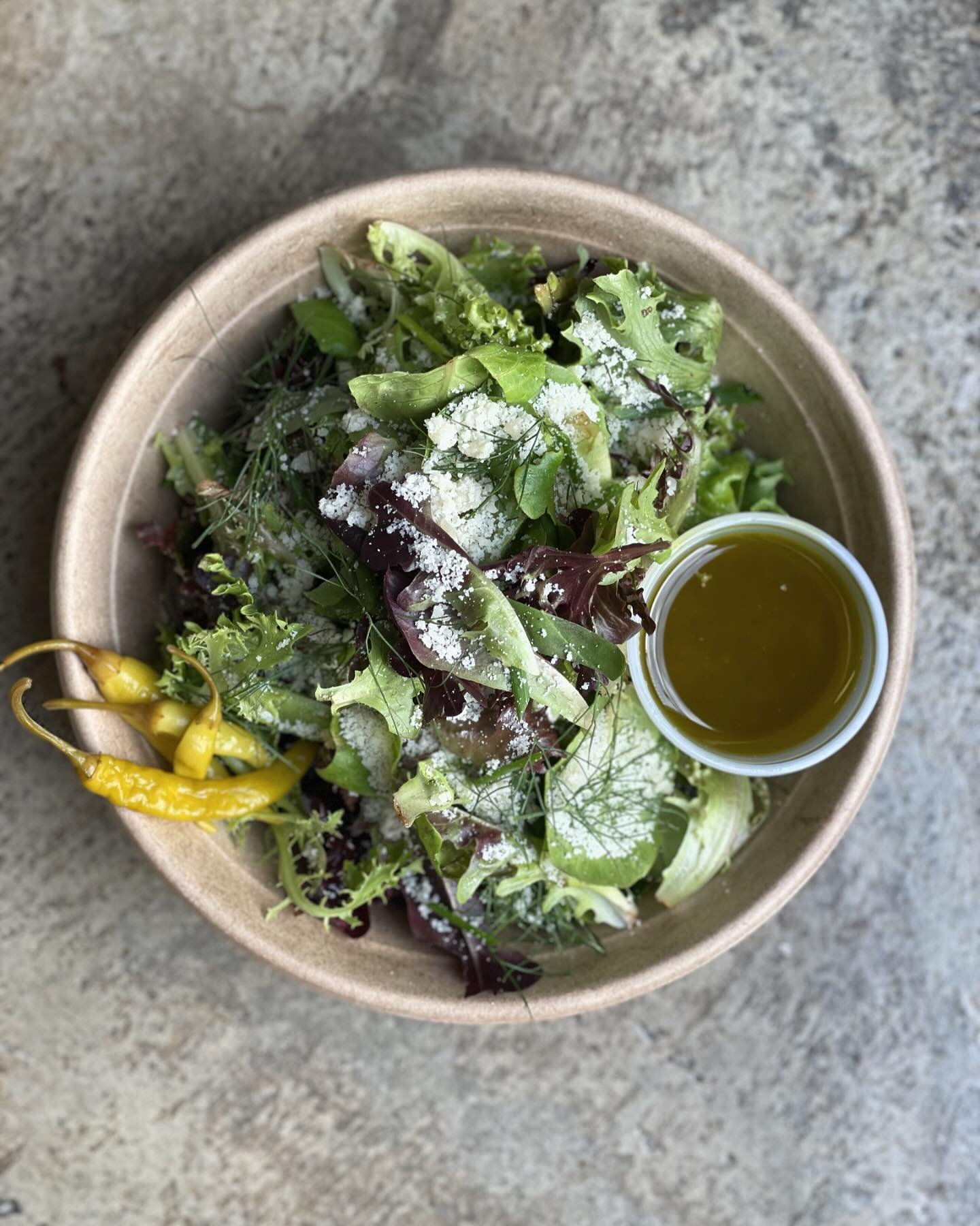 Green salad&hellip;simple, fresh, delicious.

Simple Greens - local lettuces, herbs ricotta salata, oregano vinaigrette
