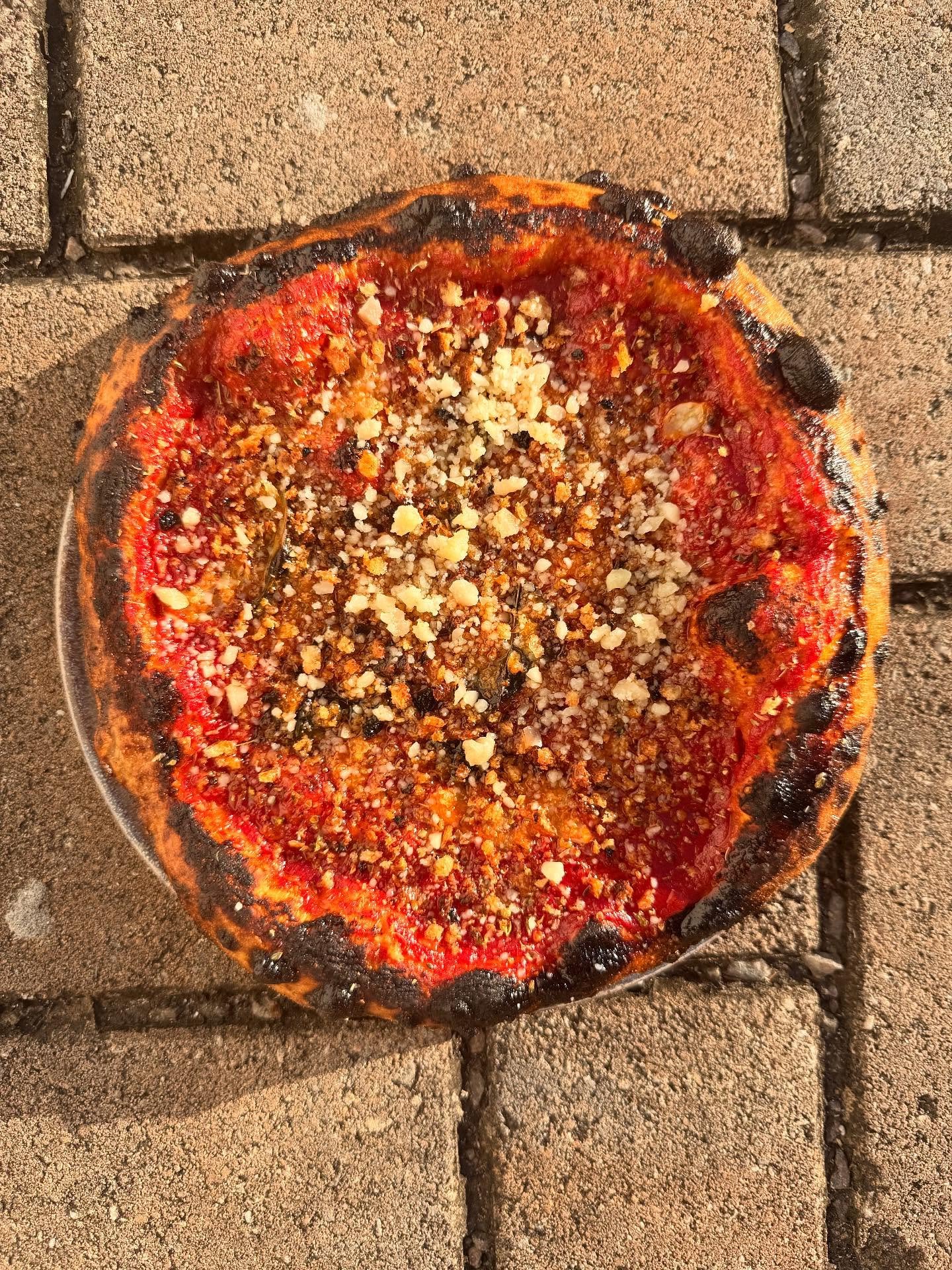 New pizza hitting the menu this week.  Featuring our new friends @rosis_hot_oil , it’s our take a classic tomato pie.  Simple, delicious with the kick of some hot oil to finish.  Try the pizza, buy a can of oil, have a good weekend.
Rosi&rsquo