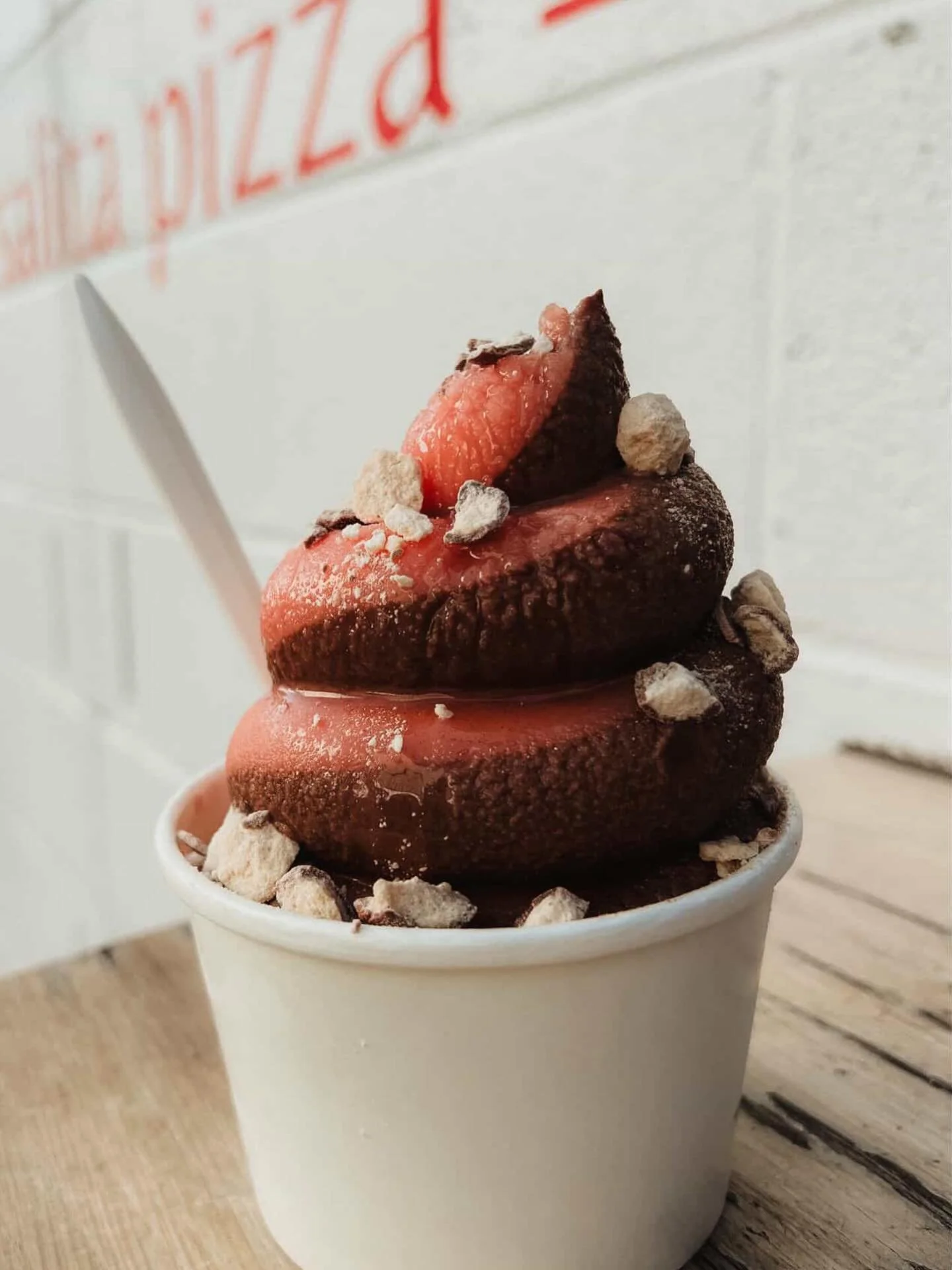 New Soft Serve Day!  Just in time for tonight&rsquo;s V-Day party in the courtyard.  It&rsquo;s great, you will LUUUUV it.  Also heart shape pizzas tonight at 6, for this little lovers shindig, because we could all use a little more love these days.
