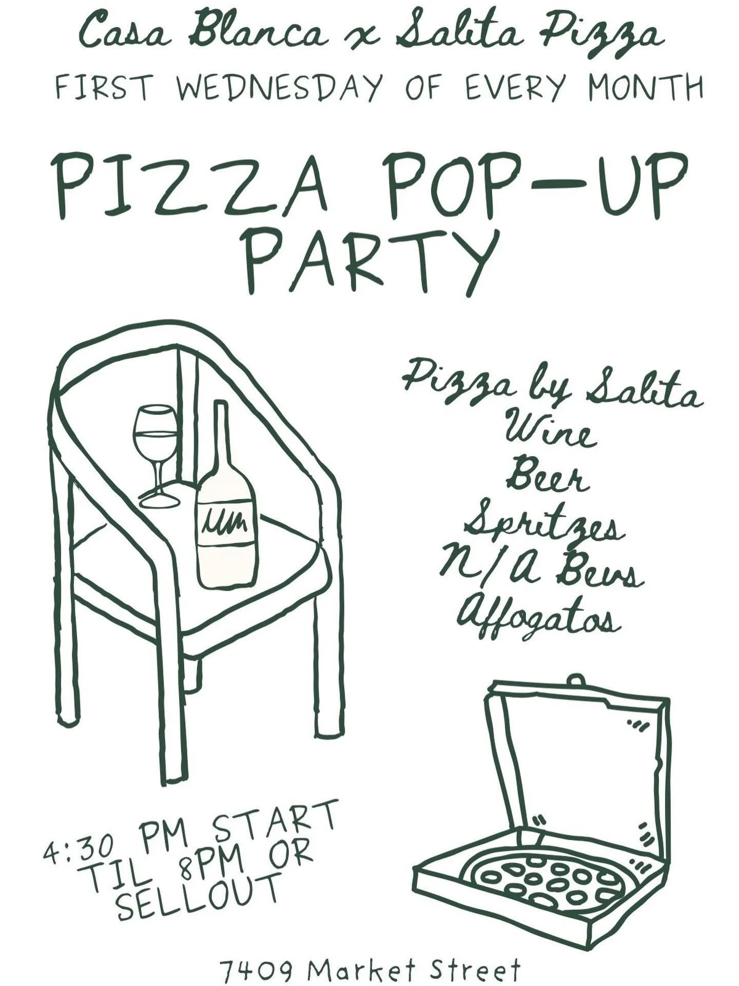 Next week we start our monthly residency with our friends @casablancacoffeeroasters.  You can catch us on the back patio on the first Wednesday of every month starting next Wednesday, 4/1.  We&rsquo;ll be there all spring/summer long and hopefully in