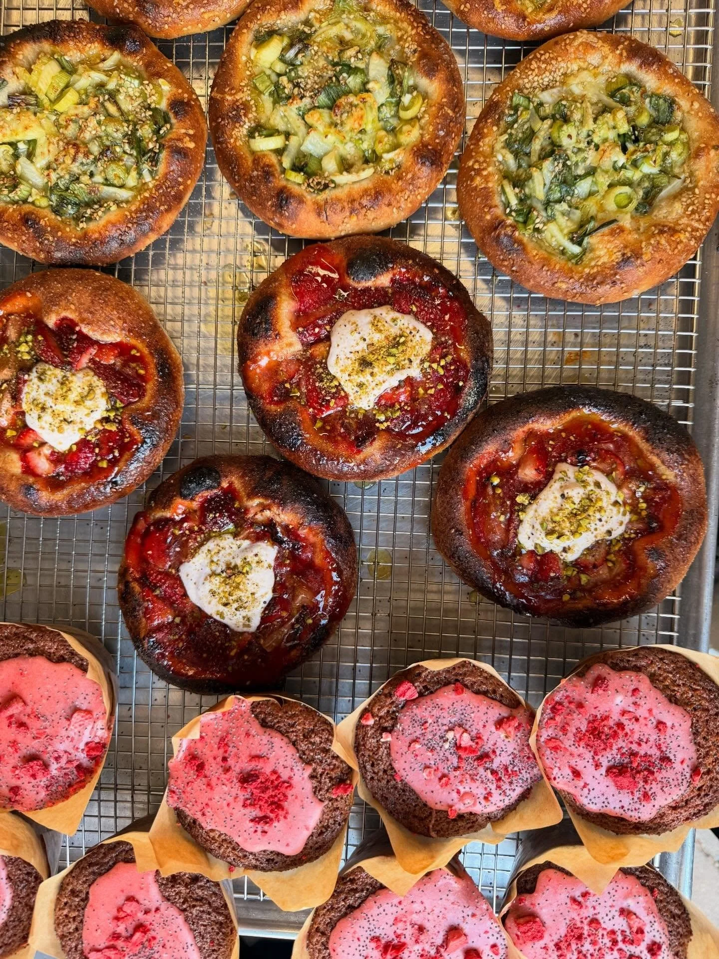 Lots of great spring things this morning and lots of bagels too.  Loaded up for azalea fest weekend, so come eat some things and bring some things to your favorite people.  Spread some joy, we all could use more of it.

Strawberry poppyseed olive oil
