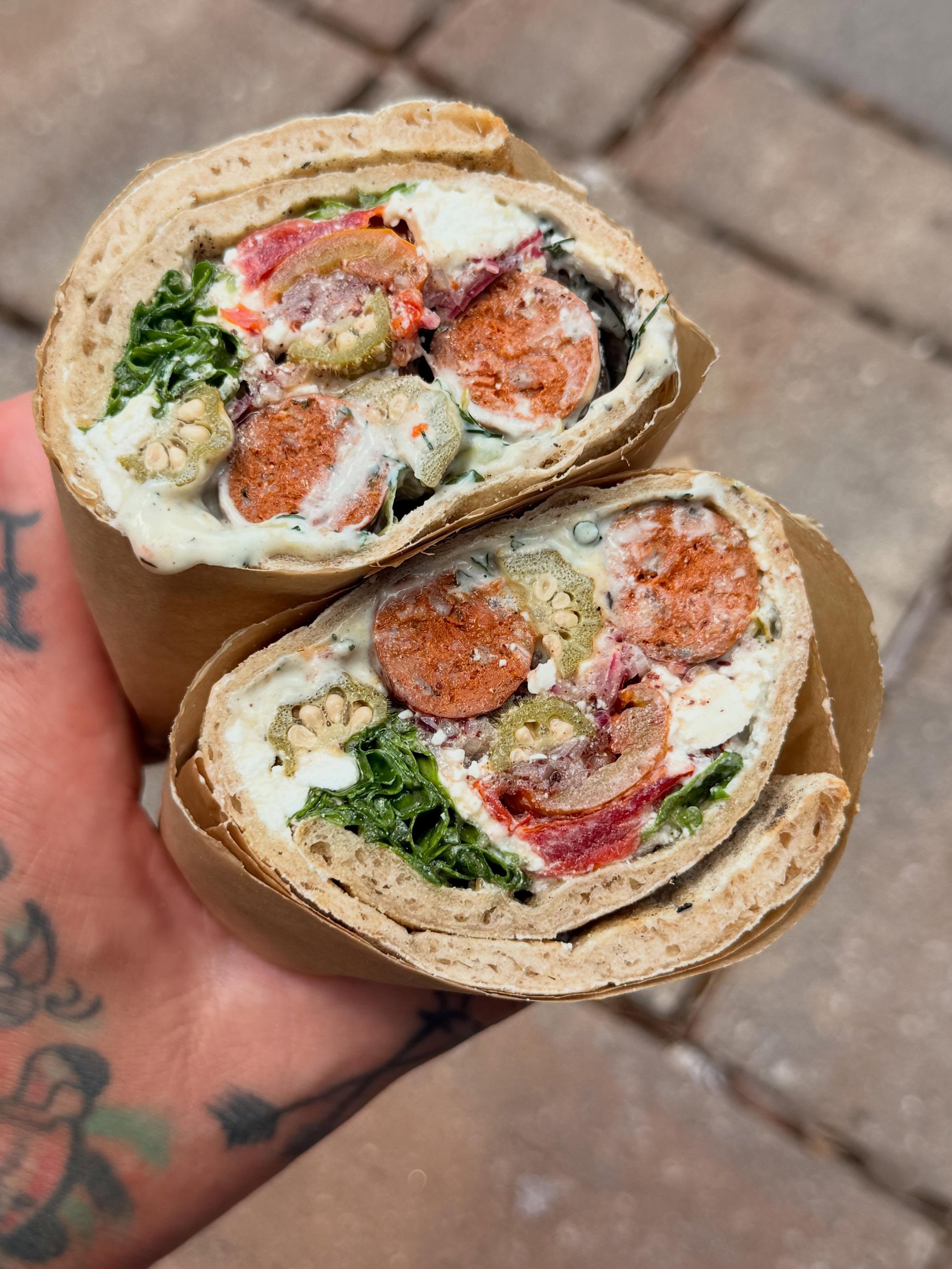 New lunch special on today and it&rsquo;s one of our favorites.  Our take on a lamb schawarma/gyro, whatever you want to call it, it&rsquo;s f-ing delicious.

Lamb Schawarma - merguez, yogurt sauce, preserved tomato, pickles, @zandzdc sumac onion, Bu