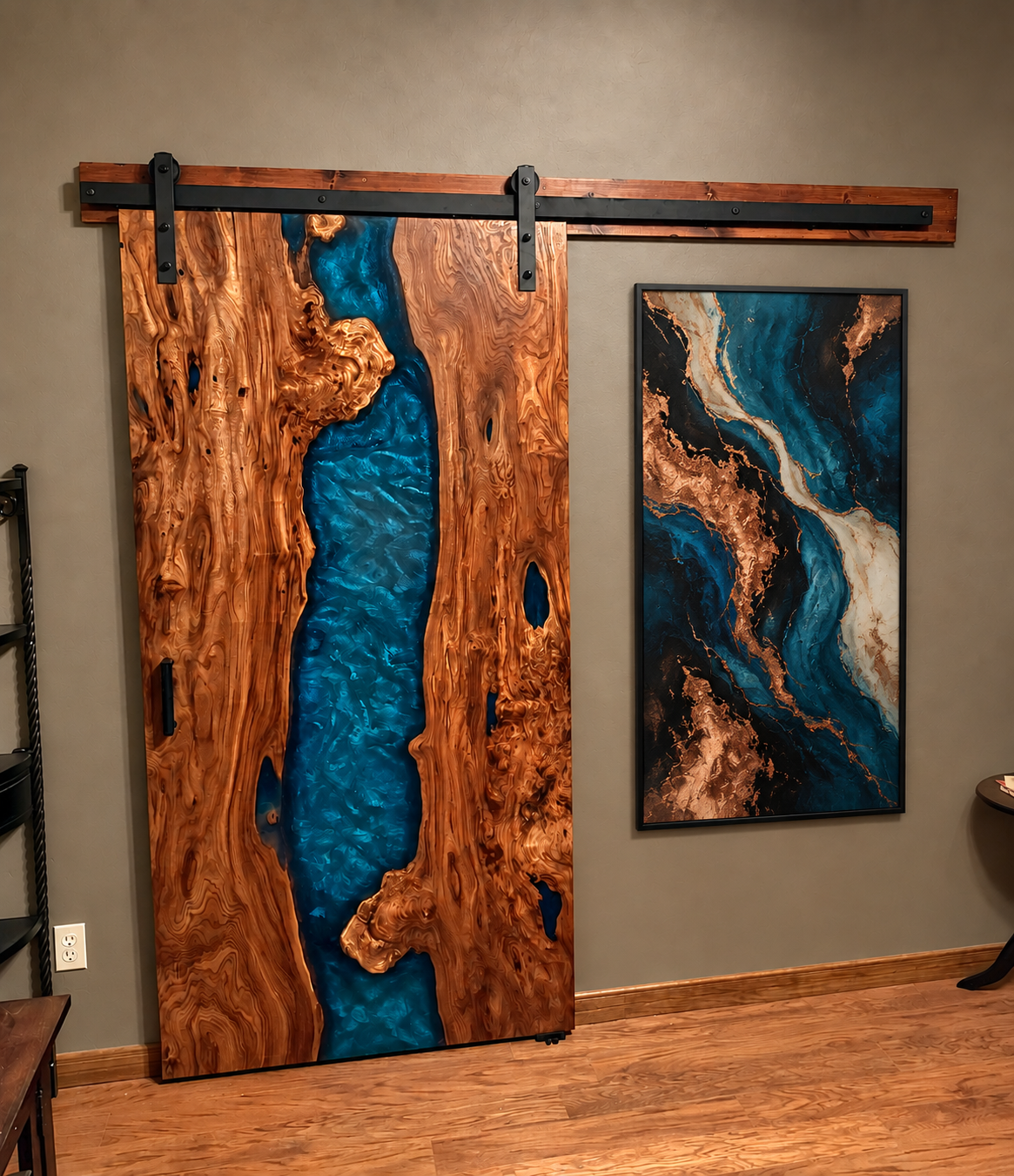 English Elm Burl & Ocean Blue Metallic Resin