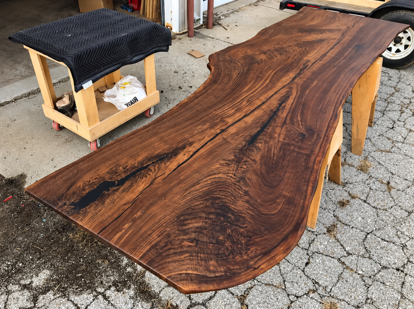 Organic Shaped Single Walnut Walnut Live Edge Table Top