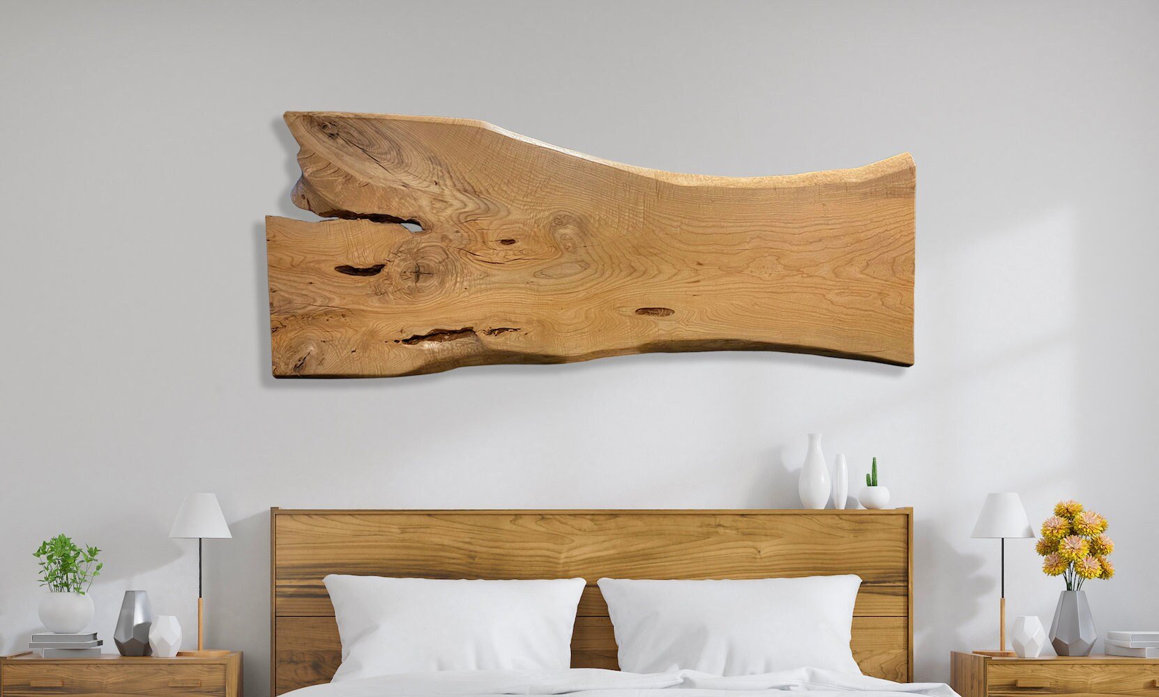 Live Edge Wood Slab Headboard - Ash Wood Slab