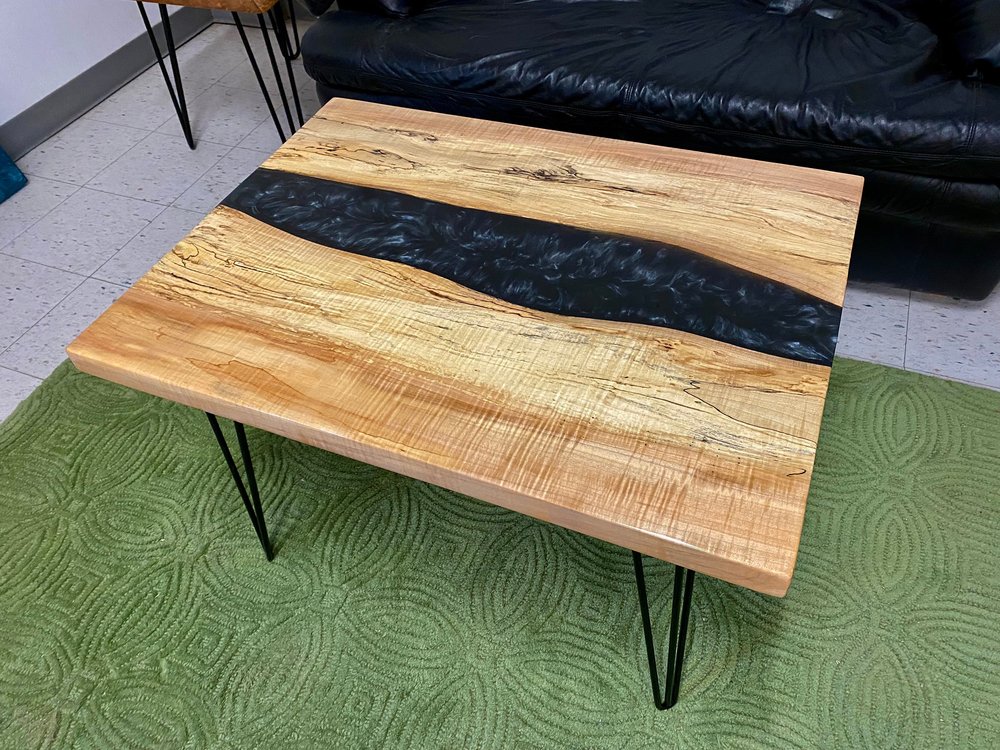 Live Edge Spalted Maple Resin River Coffee Table with Swirly Black River -  Epoxy Resin Coffee Table - Wood and Resin River Coffee Table - Carlberg  Design