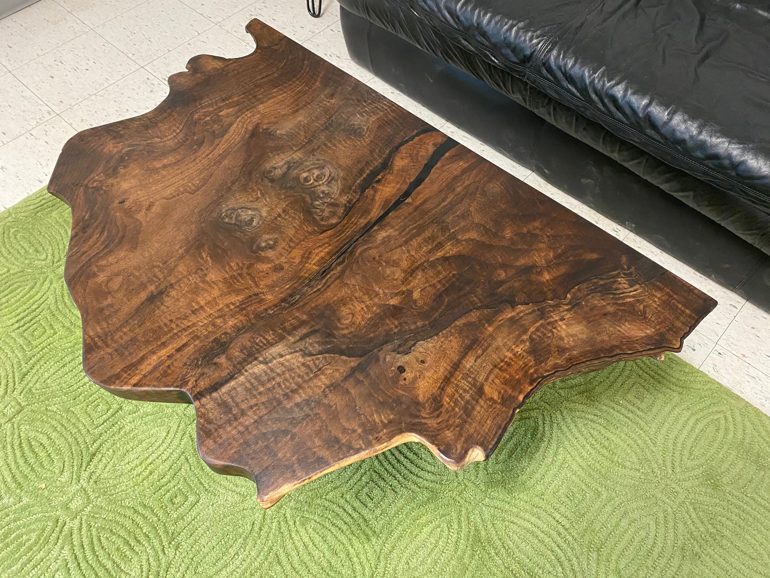 Live Edge Wood Accent Table For Sale - Rare Bastogne Walnut