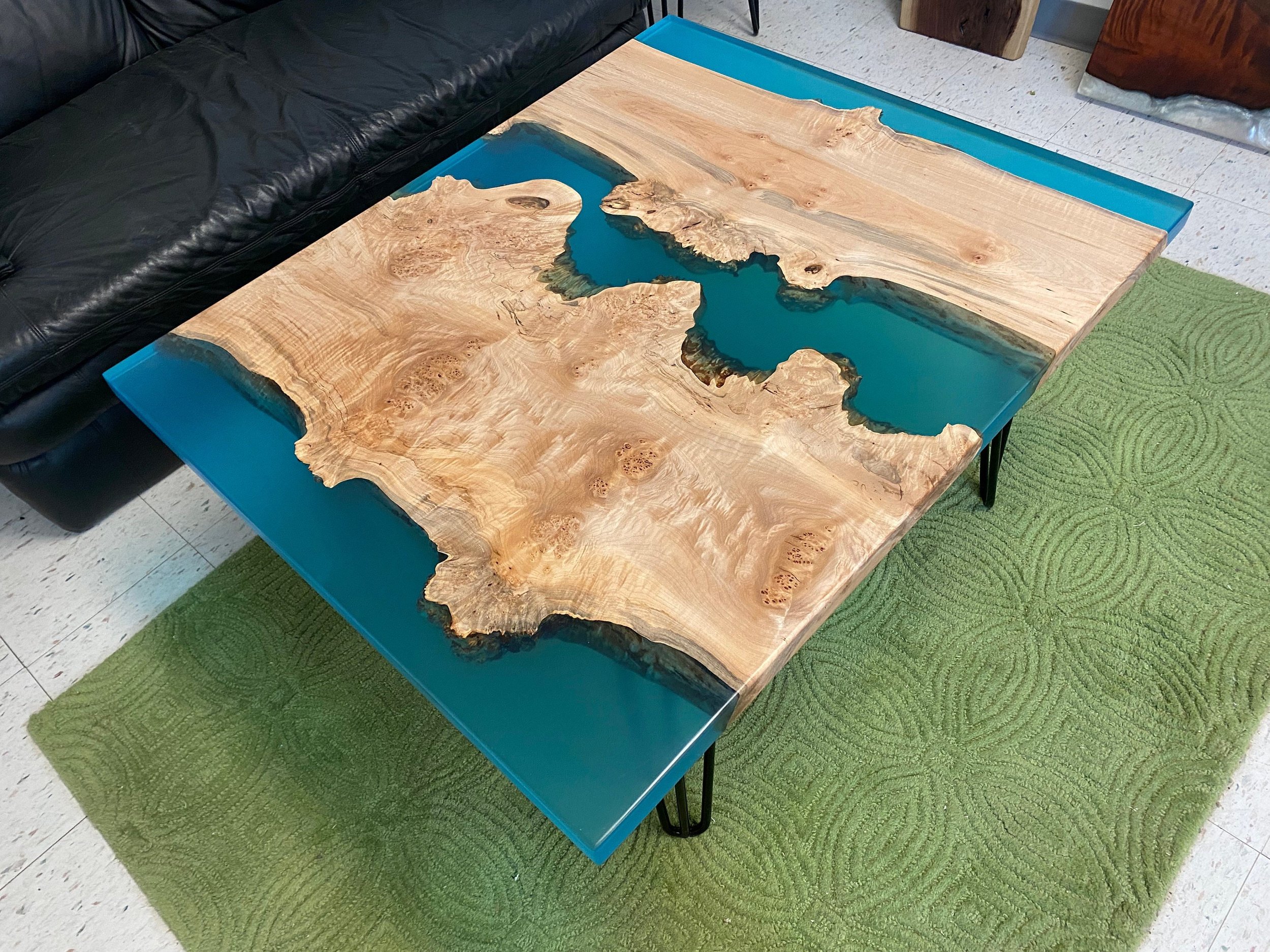 Epoxy Coffee Table For Sale - Big Leaf Maple Burl Slab