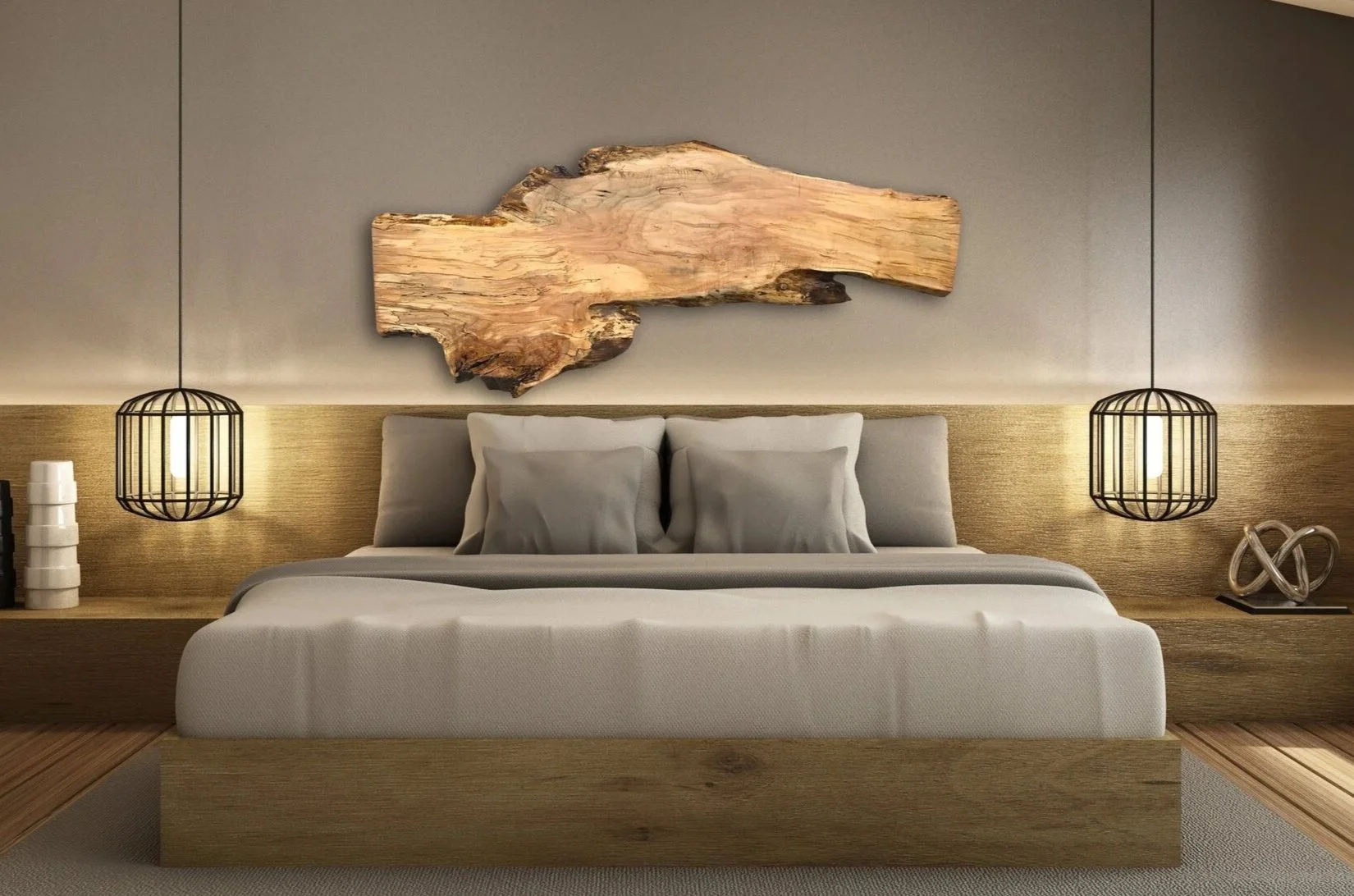 Bedroom Decor -Live Edge Ash Wooden Headboard